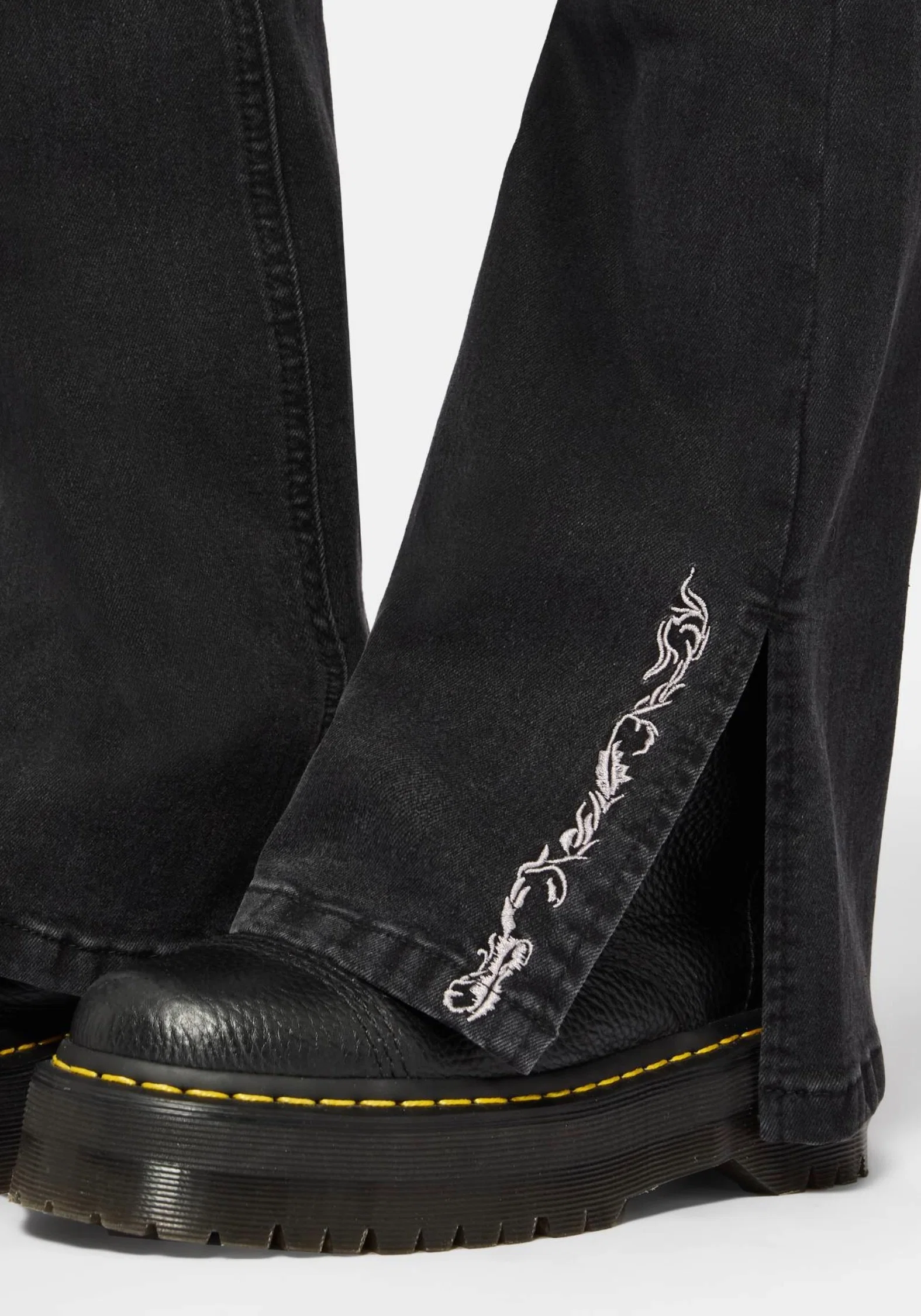 Reina Celestial Embroidered Denim Kick Flare Jean - Image 4