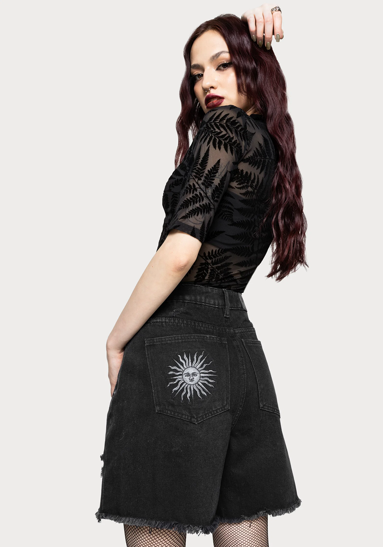 Reina Celestial Embroidered Denim Short - Image 3