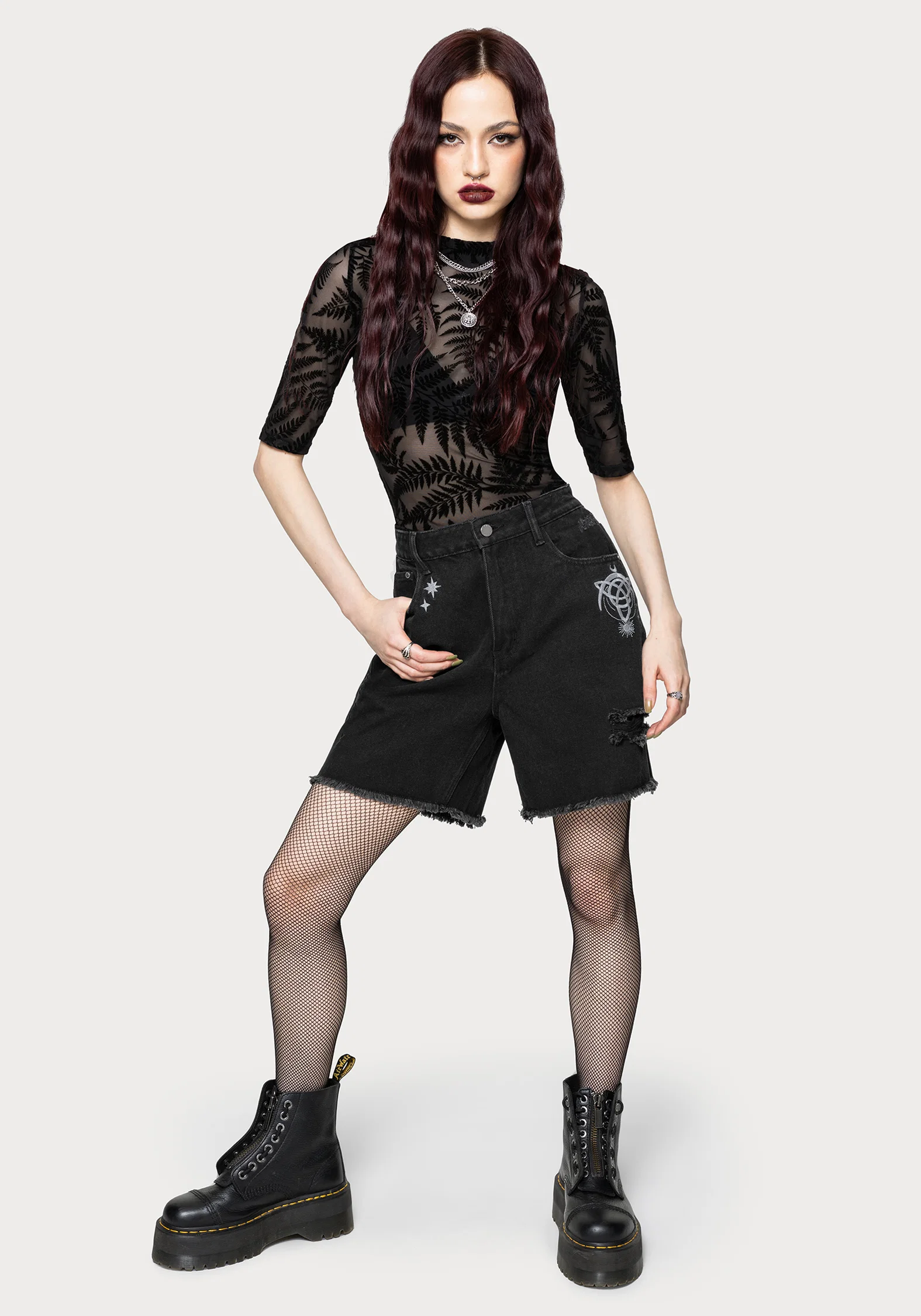 Reina Celestial Embroidered Denim Short - Image 6