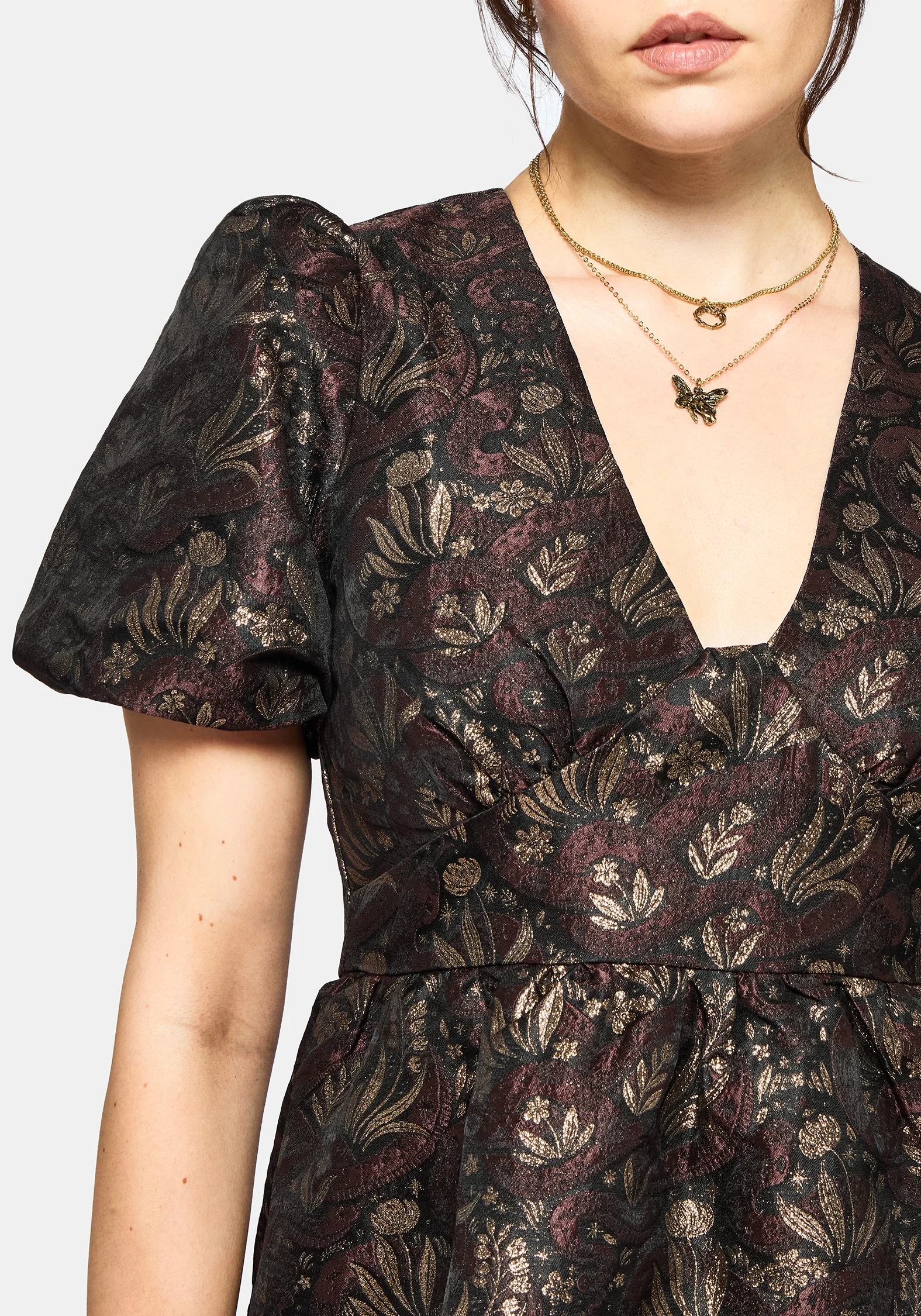 Rena Snake Jacquard Mini Dress - Brown - Image 2