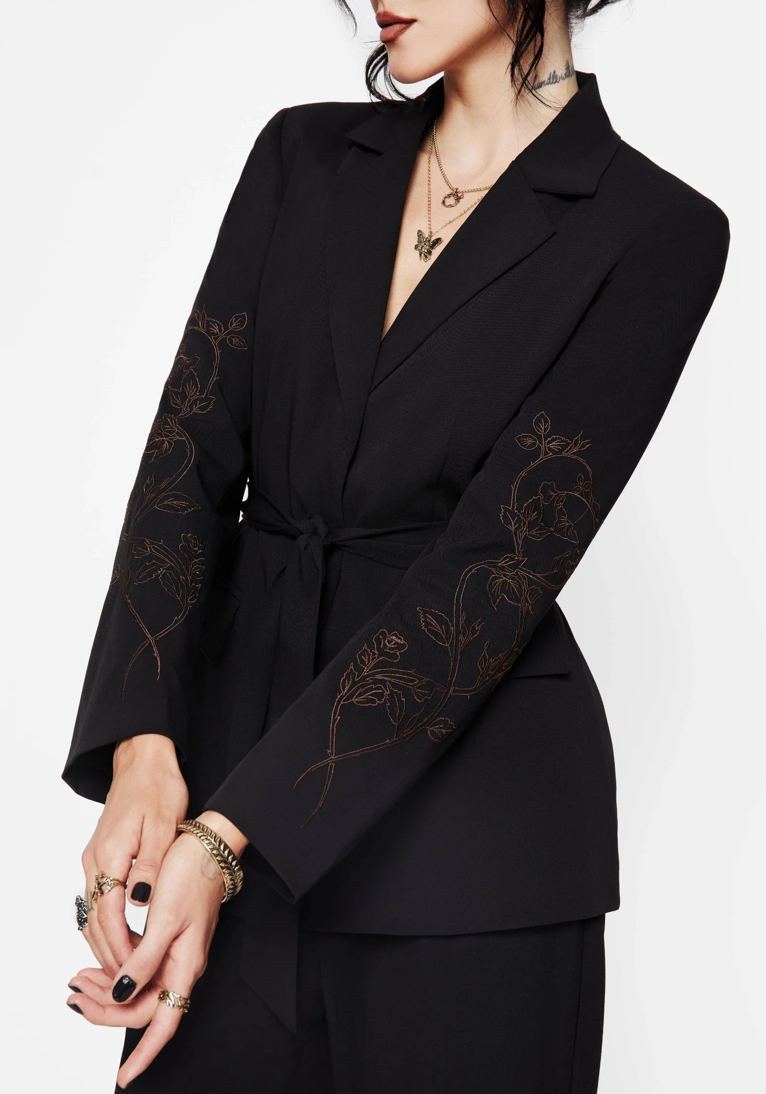 Renita Embroidered Belted Blazer - Image 2