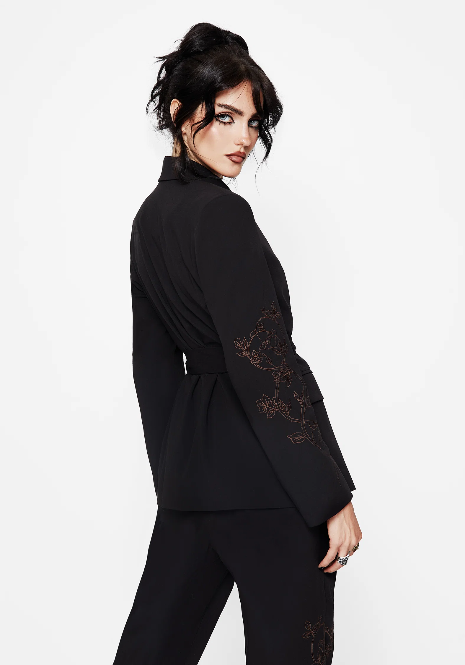Renita Embroidered Belted Blazer - Image 3