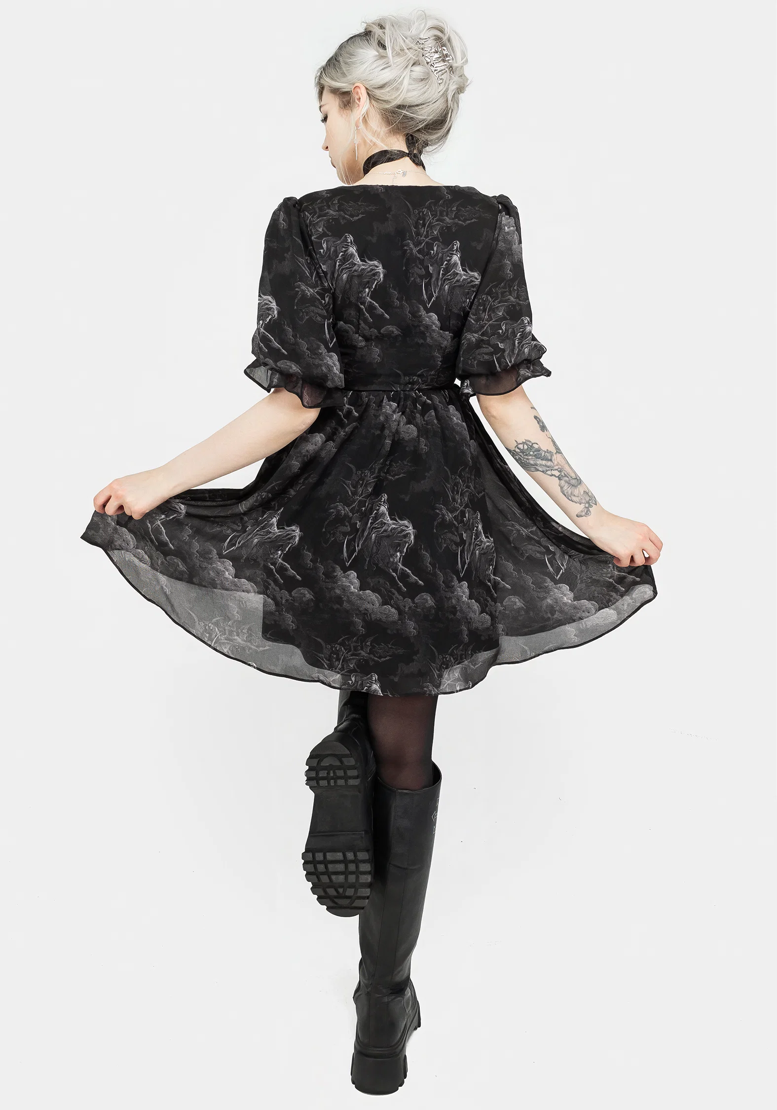 Revelation Chiffon Puff Sleeve Mini Dress - Image 3