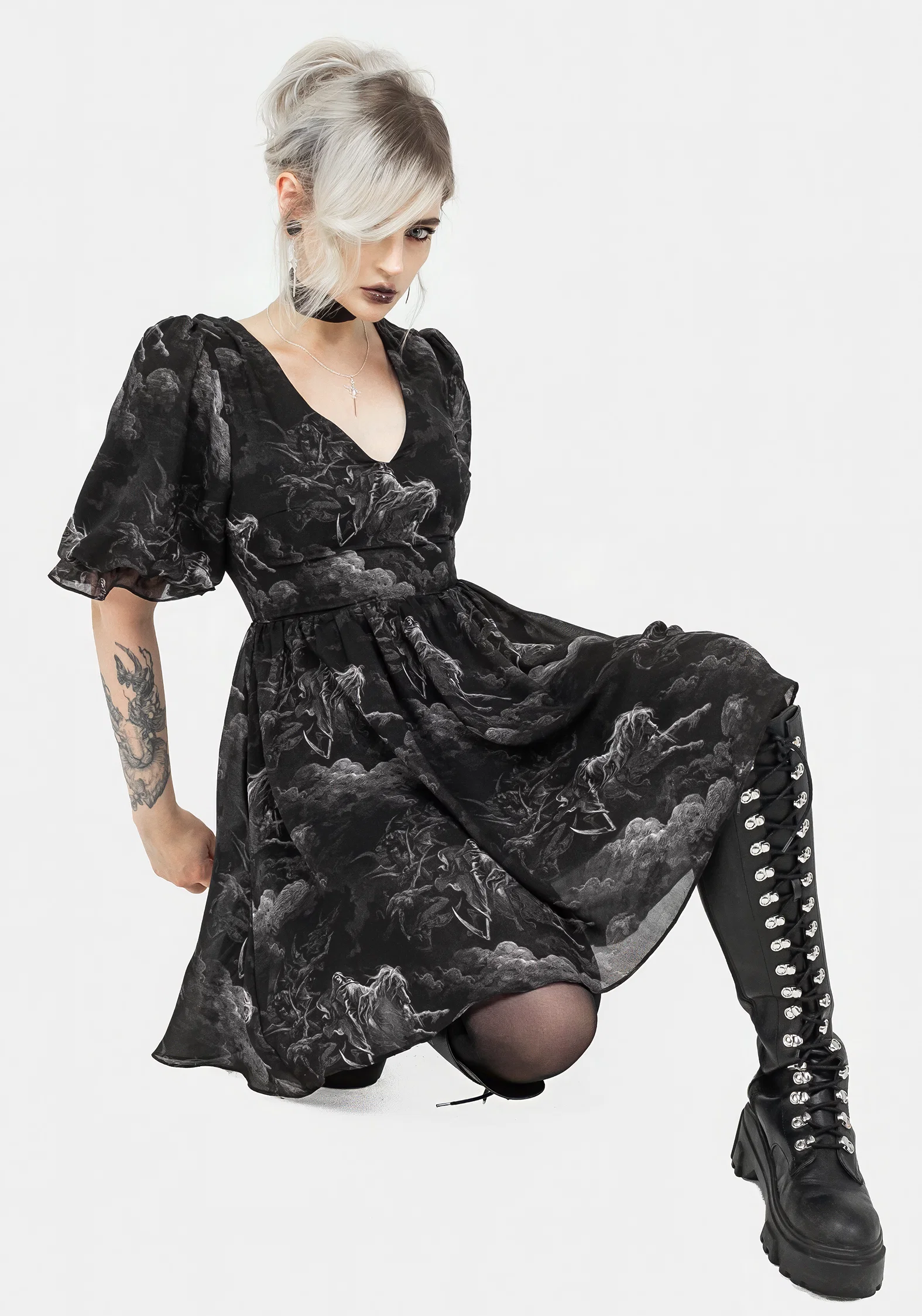 Revelation Chiffon Puff Sleeve Mini Dress - Image 4