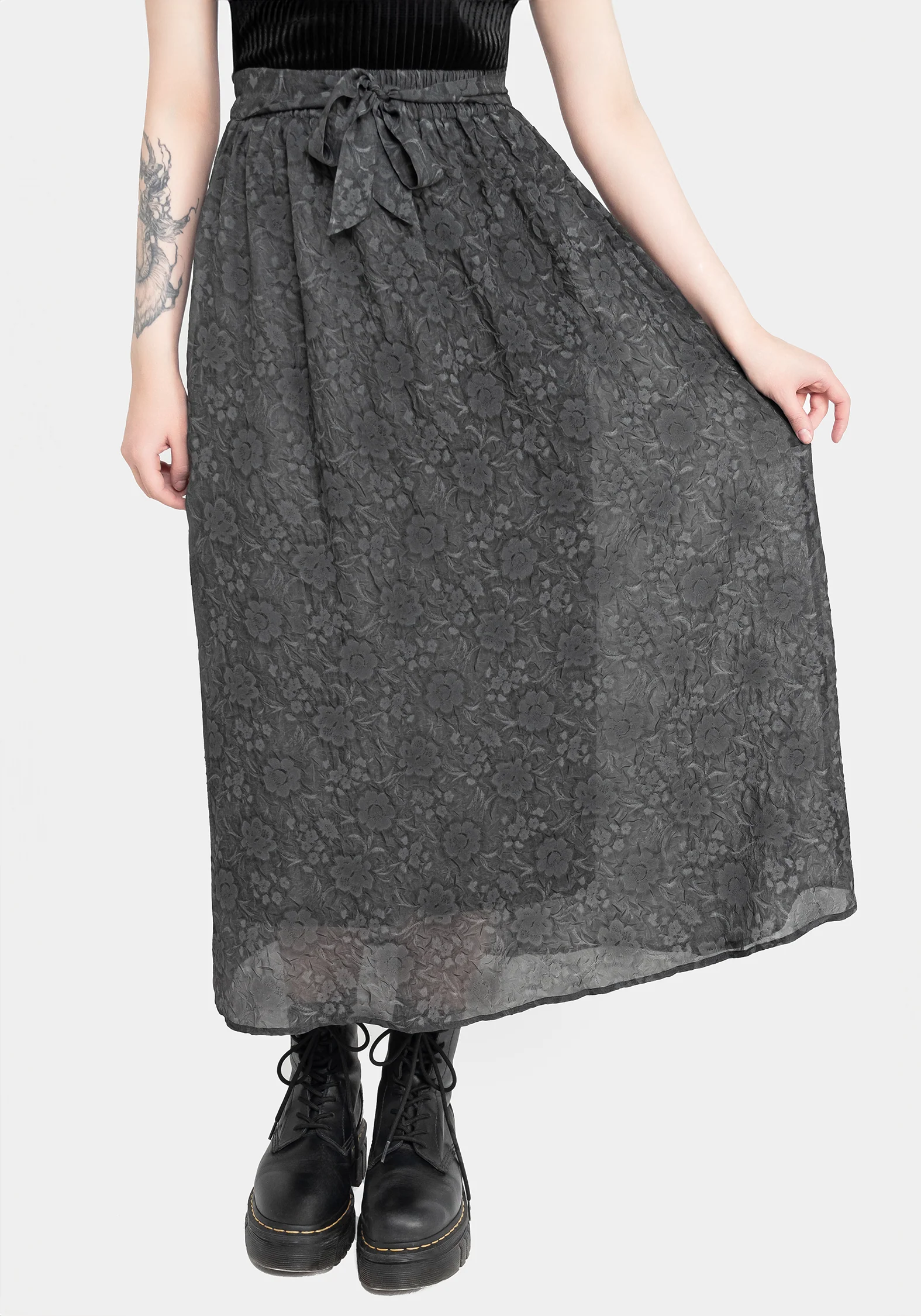 Revival Floral Mesh Layered Midi Skirt - Image 4