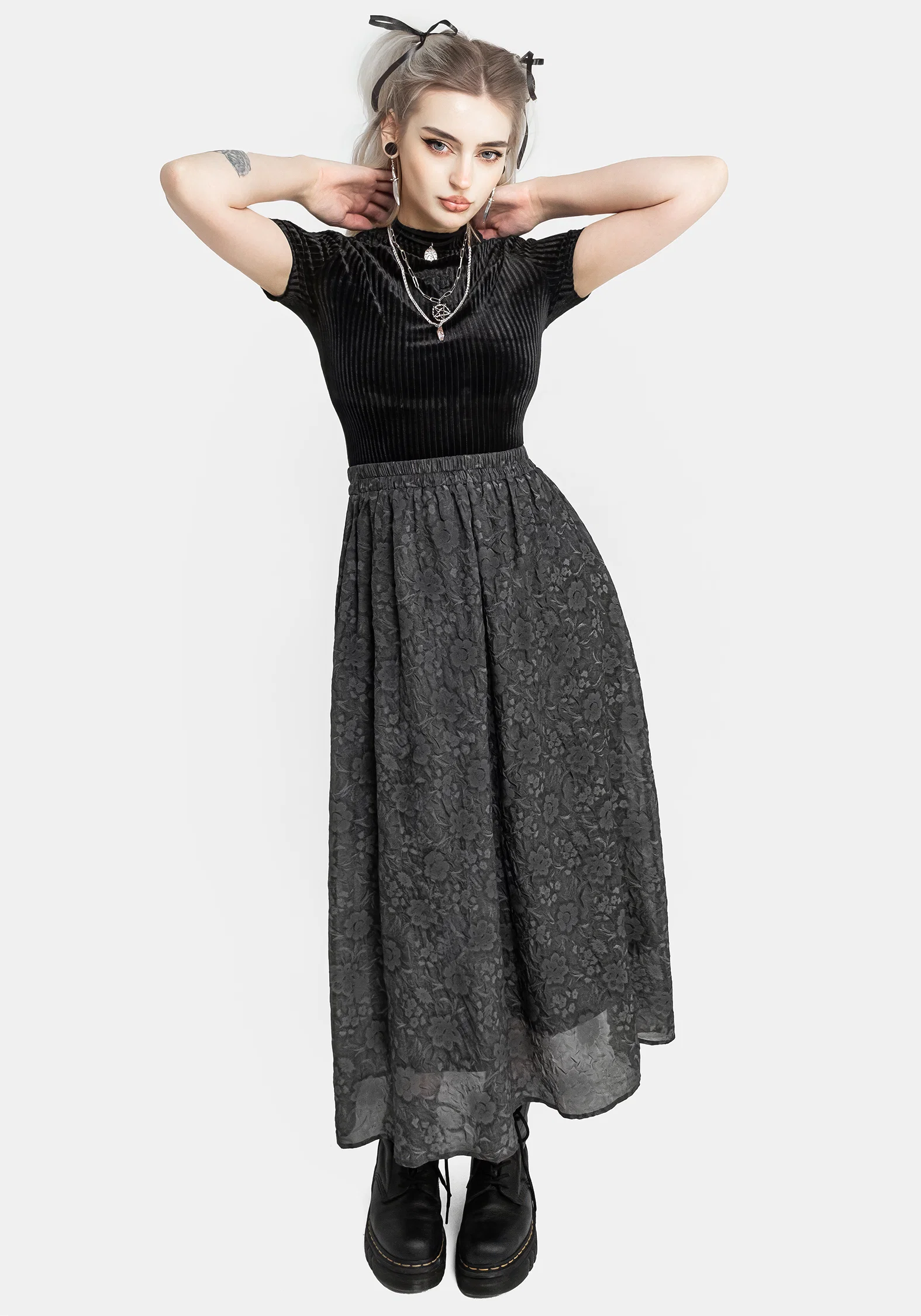 Revival Floral Mesh Layered Midi Skirt - Image 5