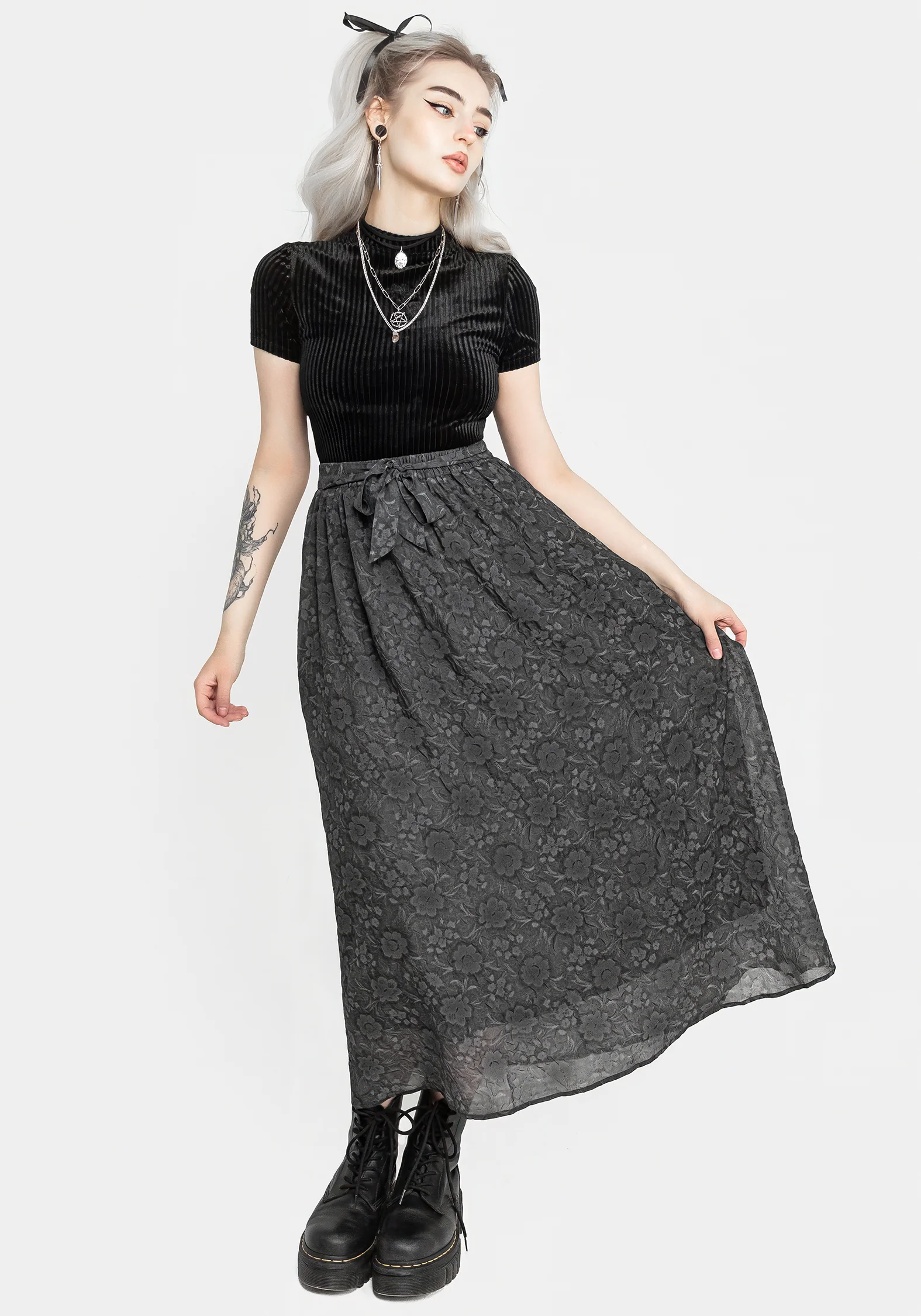 Revival Floral Mesh Layered Midi Skirt - Image 6