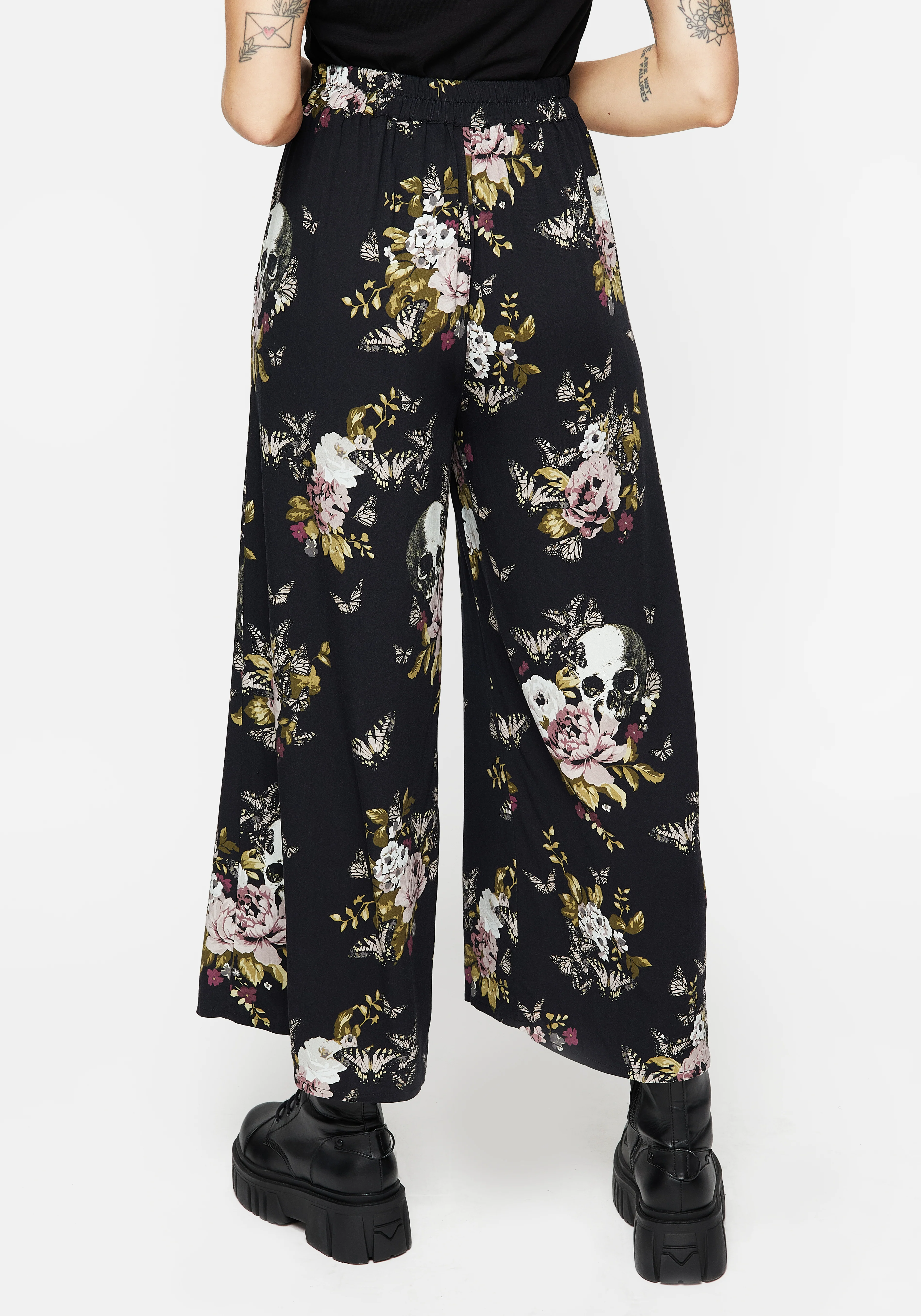 Revival Floral Wide Leg Culotte Trousers - Image 3