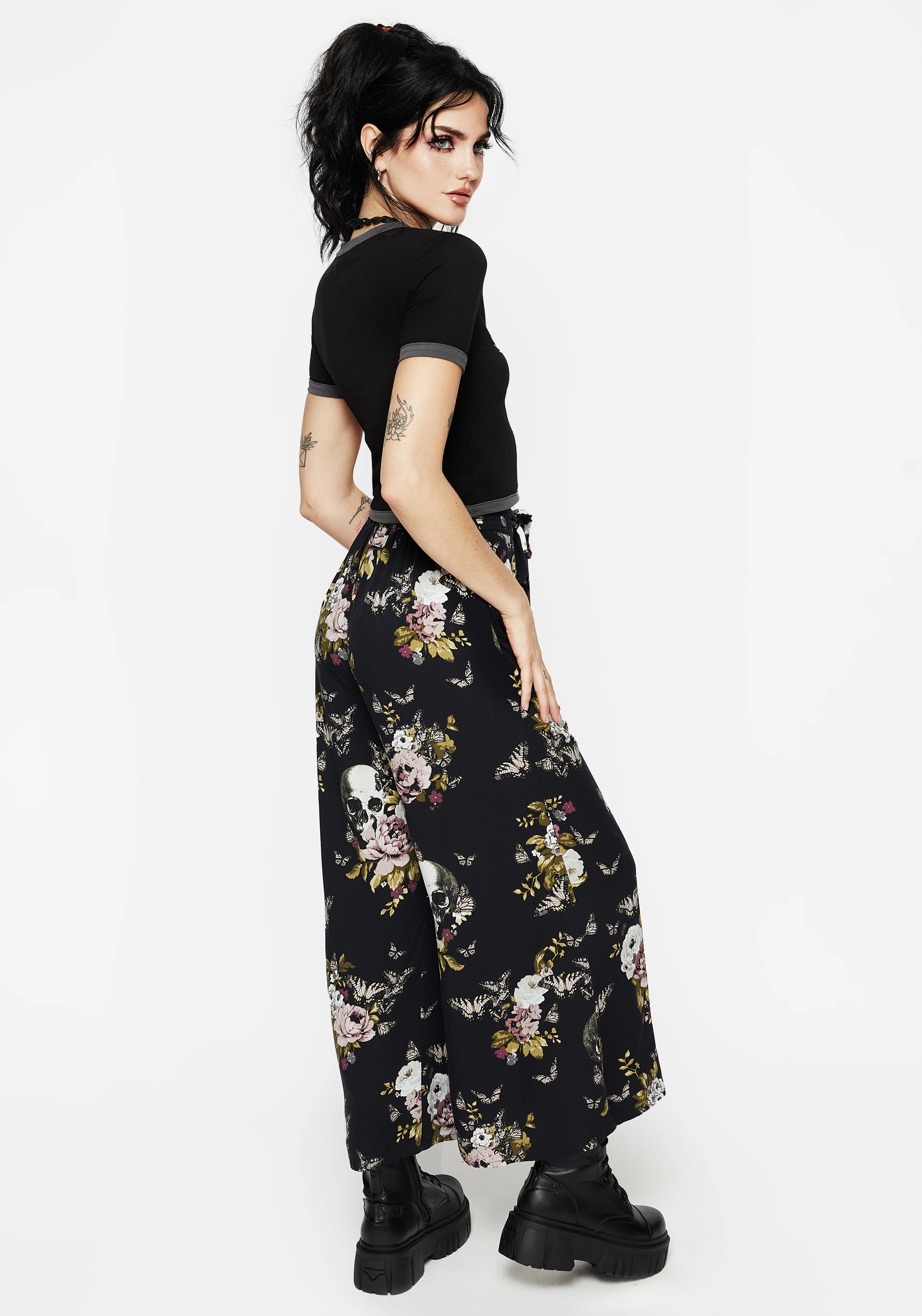 Revival Floral Wide Leg Culotte Trousers - Image 5