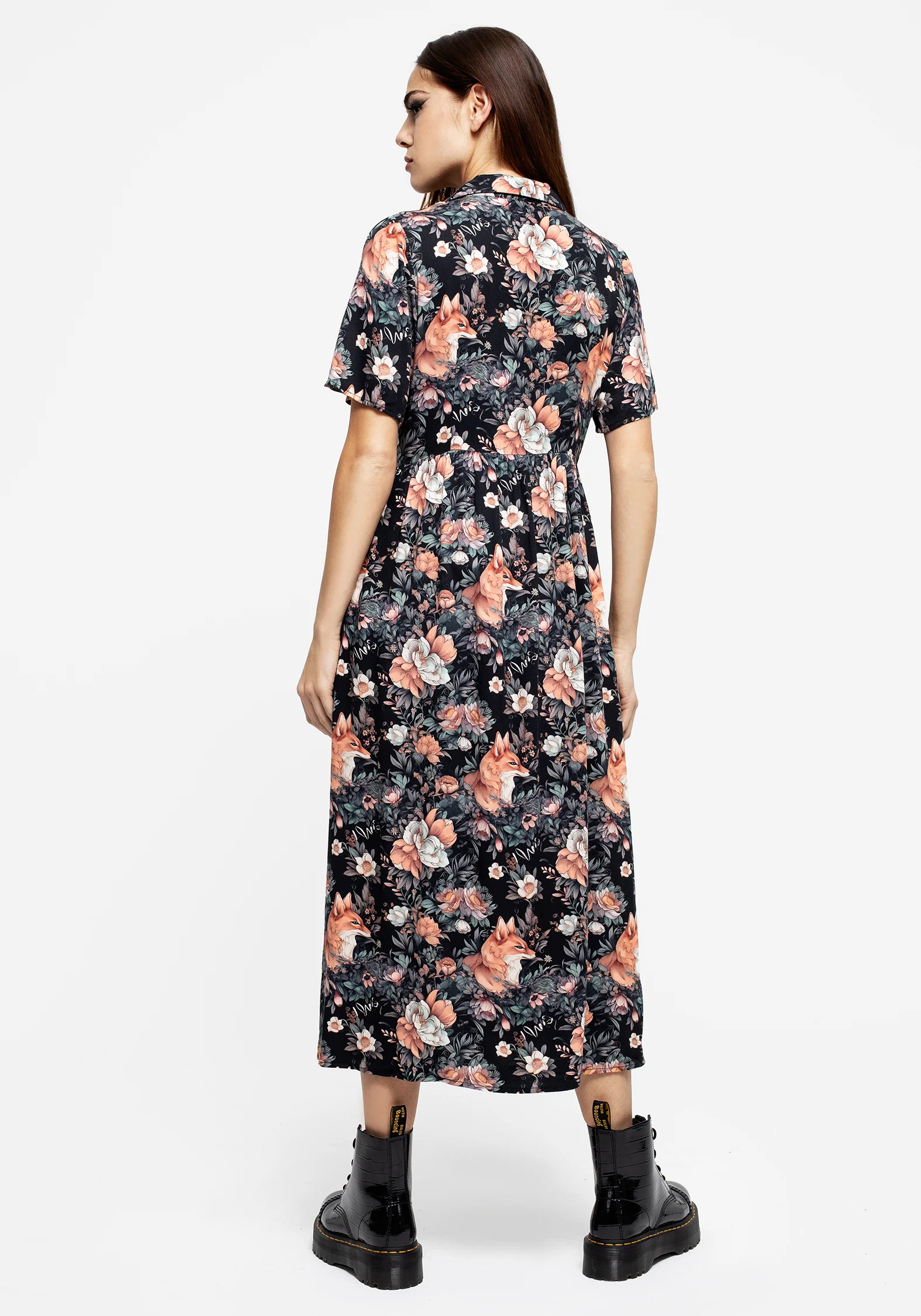 Reynard Fox Floral Print Midi Shirt Dress - Image 3