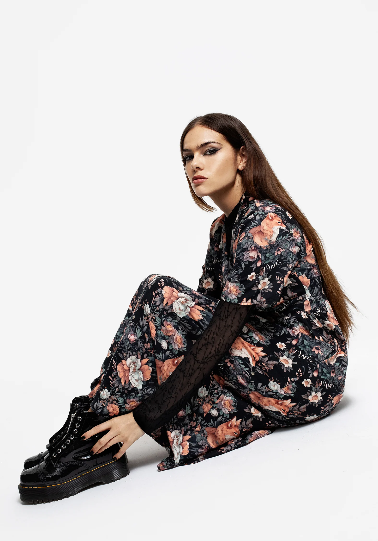 Reynard Fox Floral Print Midi Shirt Dress - Image 6