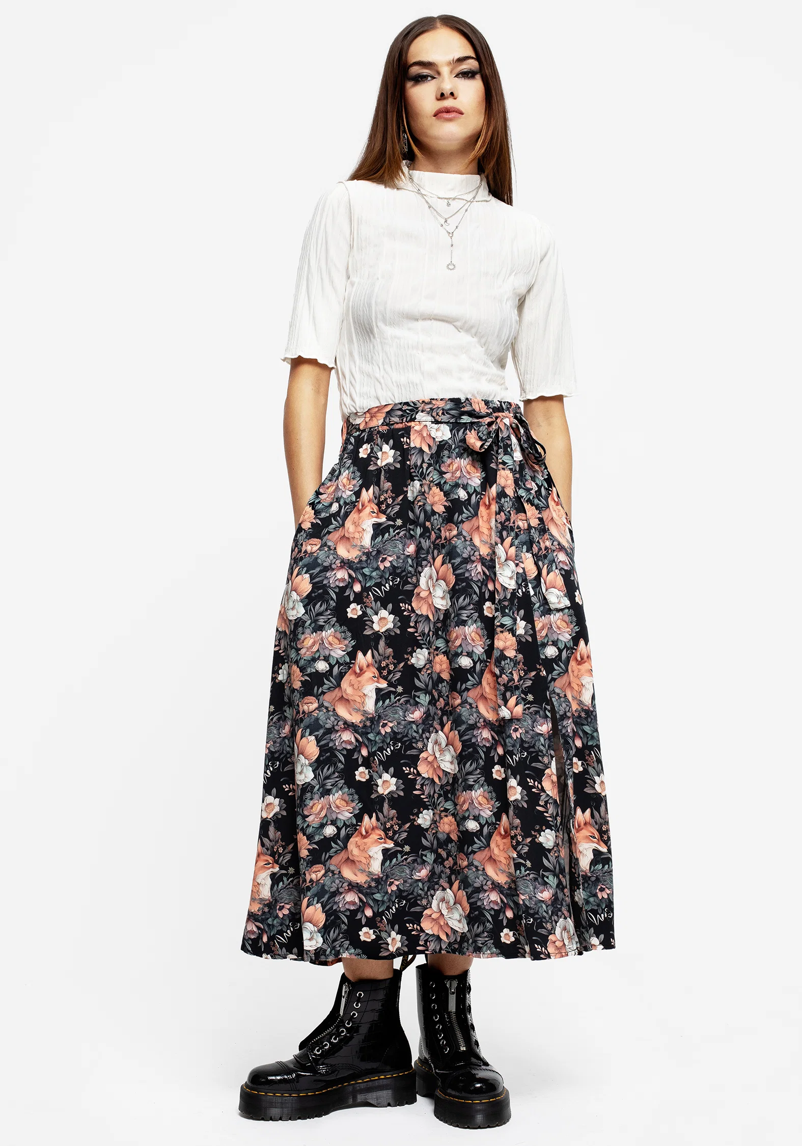 Reynard Fox Floral Print Midi Skirt - Image 3