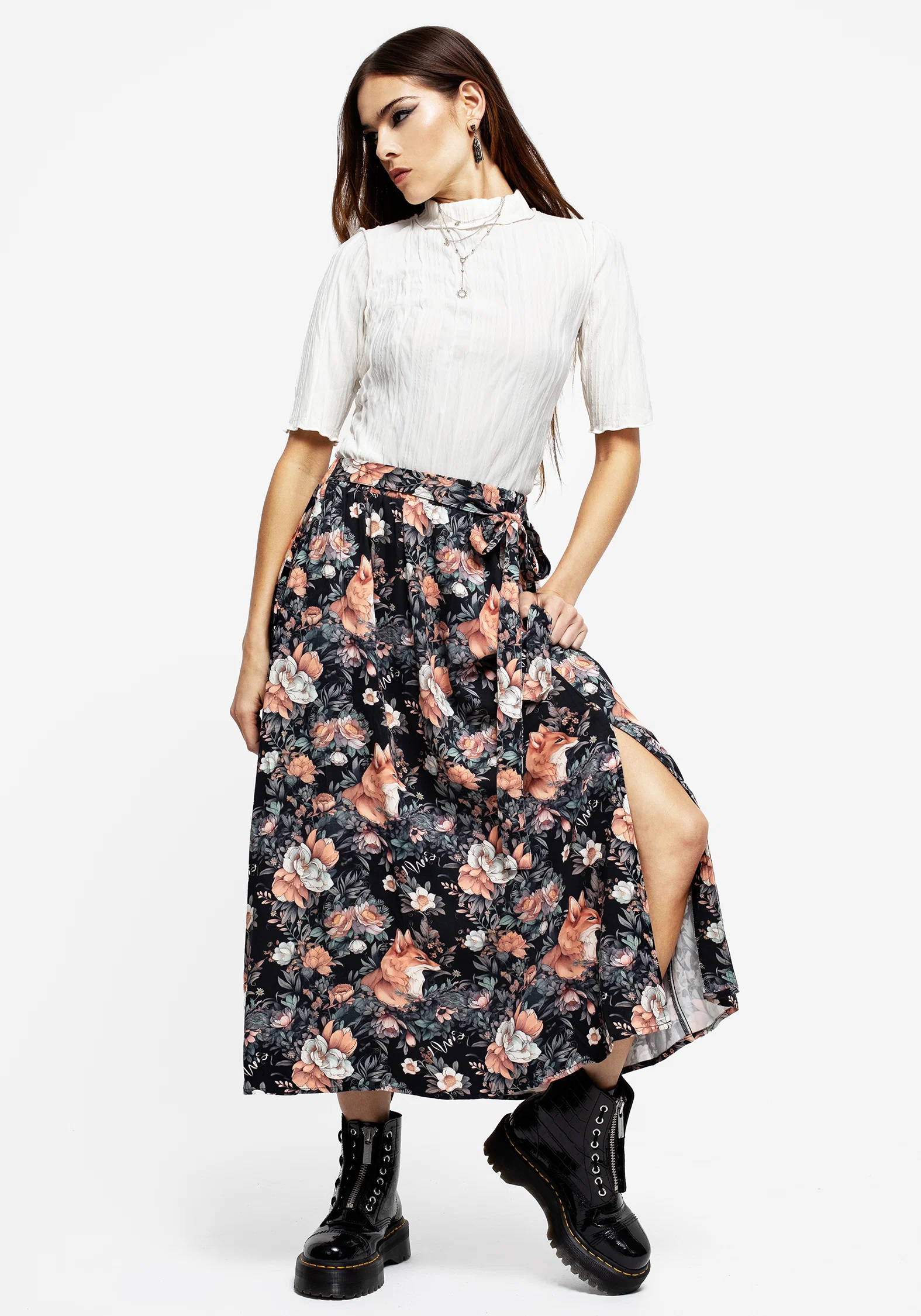 Reynard Fox Floral Print Midi Skirt - Image 4