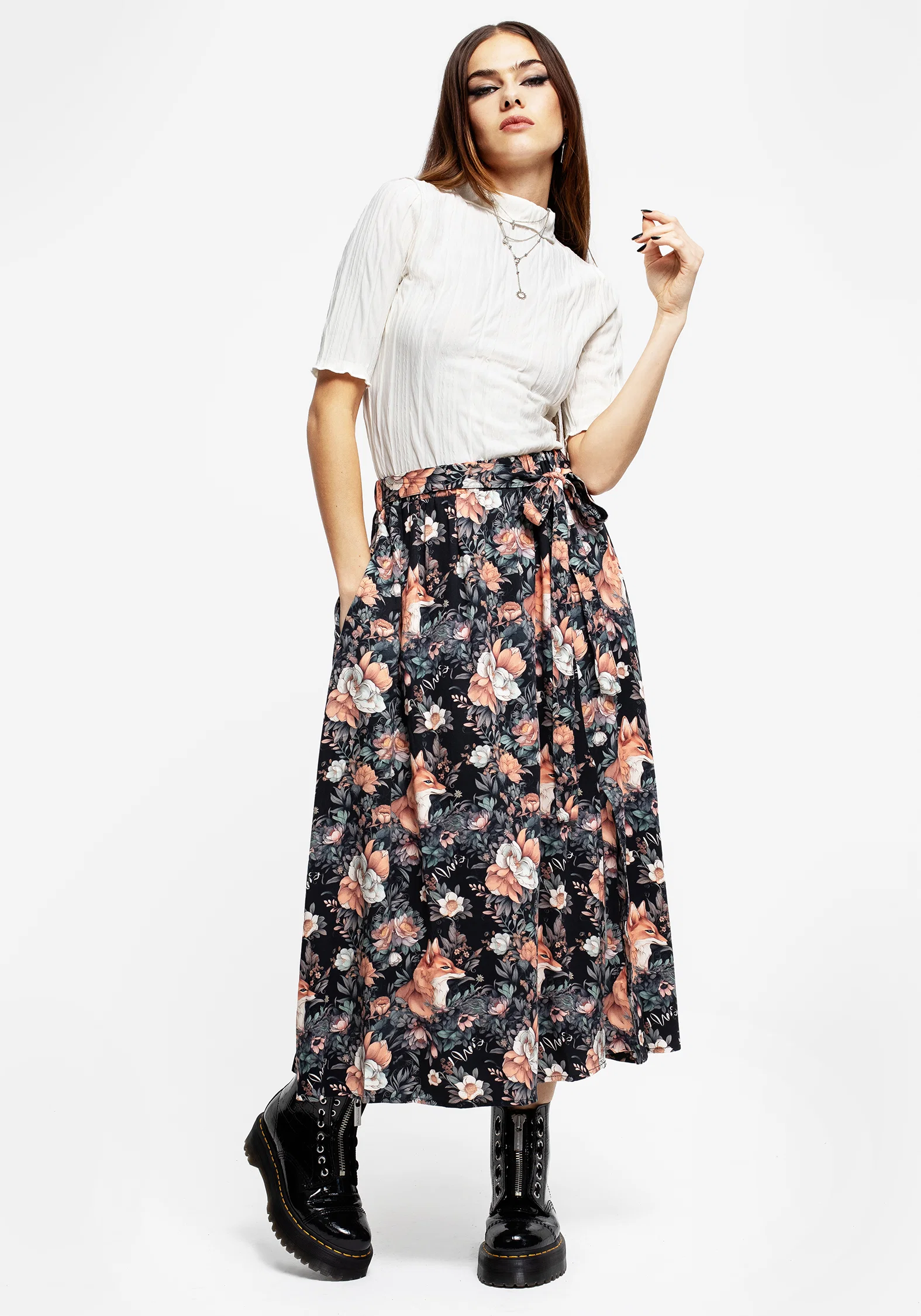 Reynard Fox Floral Print Midi Skirt - Image 5