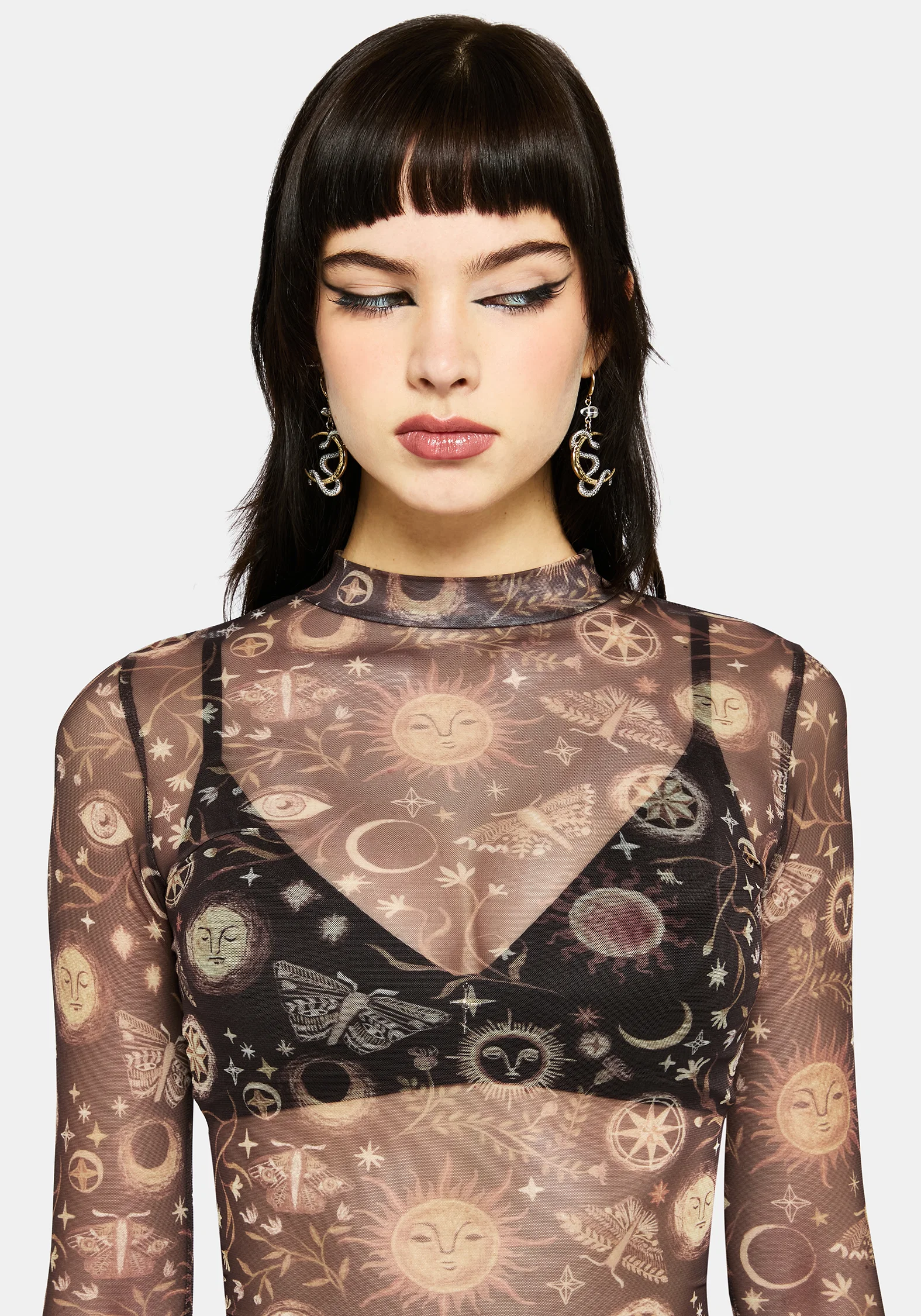 Rhea Long Sleeve Printed Mesh Top - Image 2