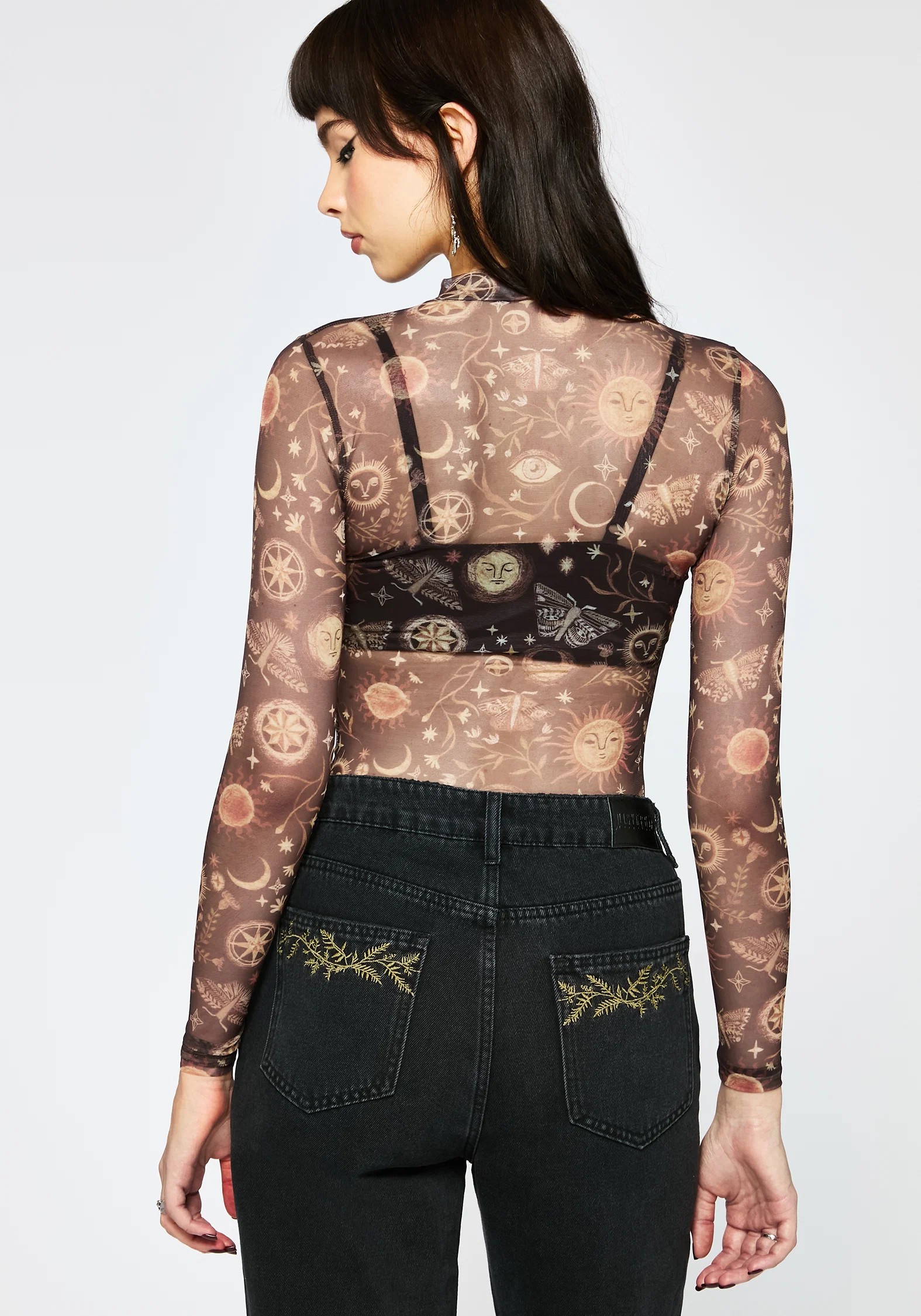 Rhea Long Sleeve Printed Mesh Top - Image 3