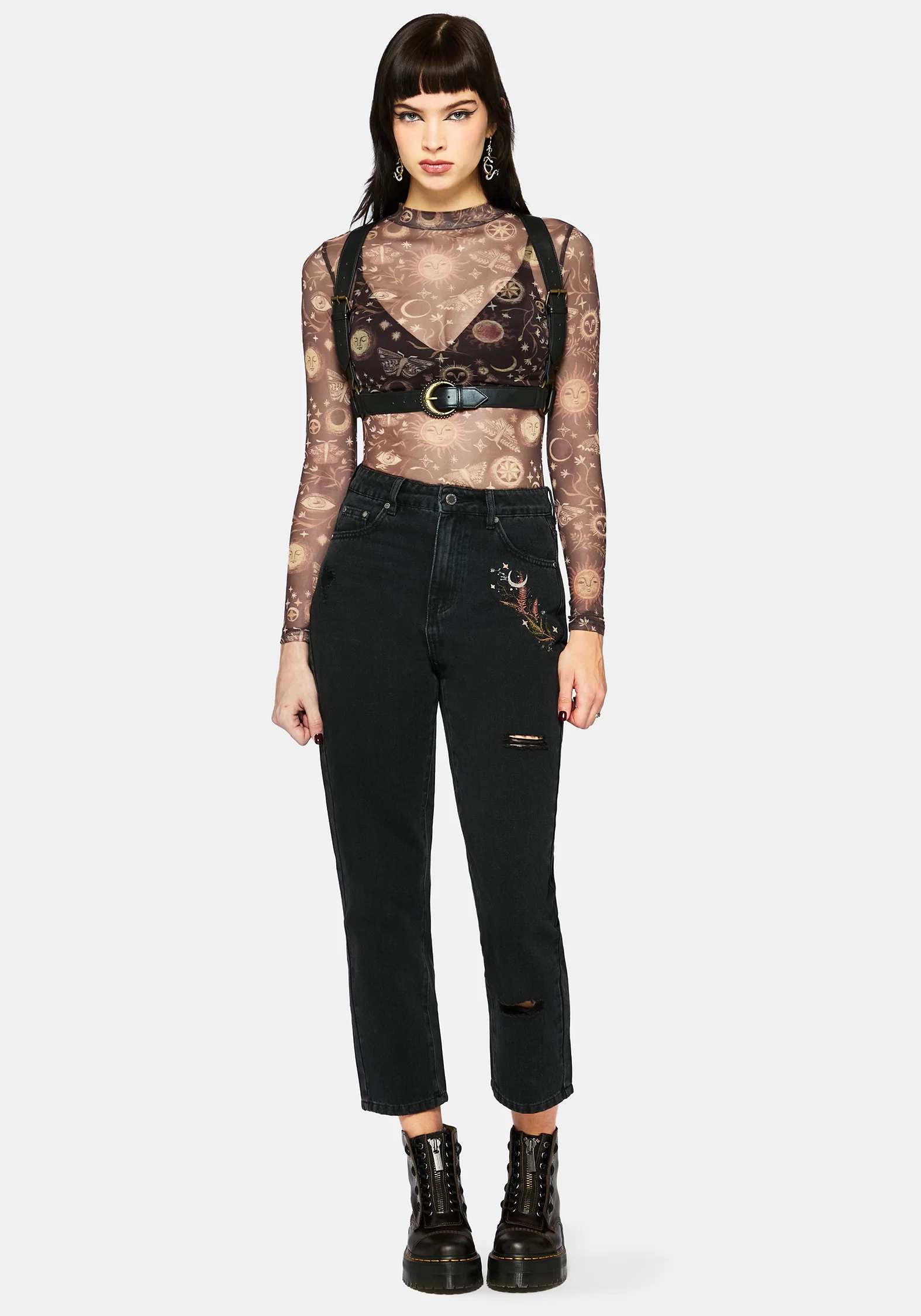 Rhea Long Sleeve Printed Mesh Top - Image 4