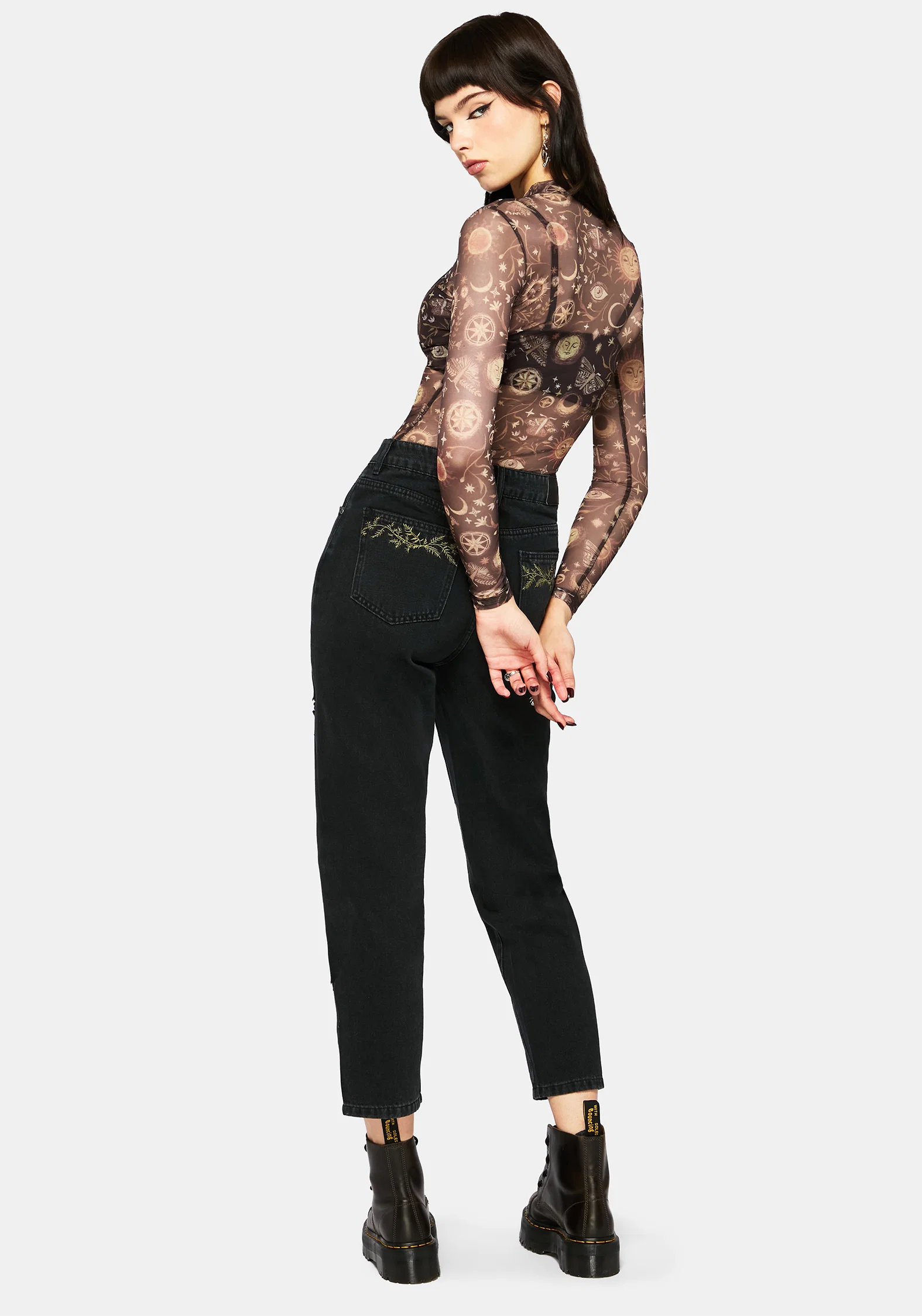 Rhea Long Sleeve Printed Mesh Top - Image 6