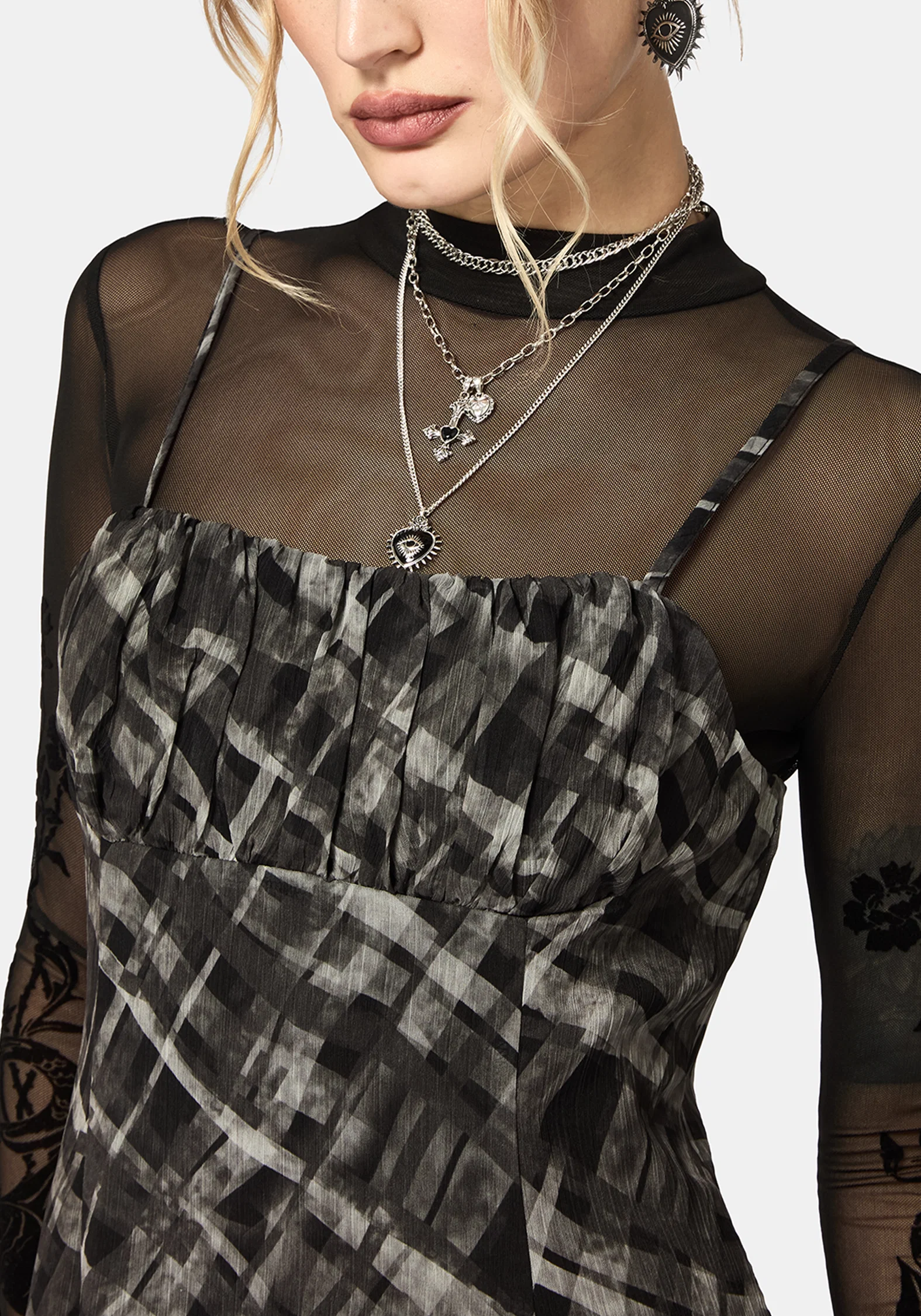 Rhoswen Checked Cami Mini Dress - Image 2