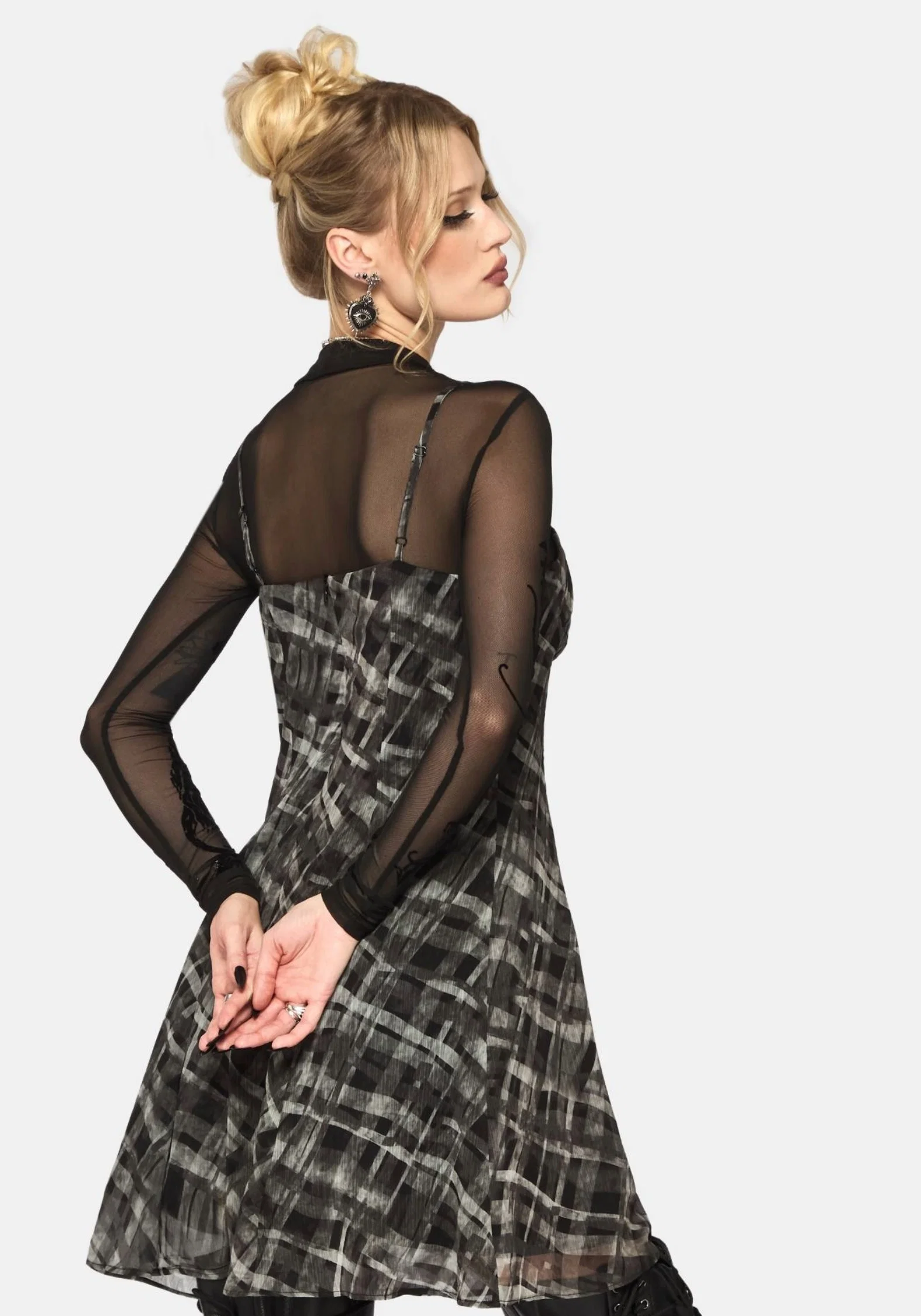 Rhoswen Checked Cami Mini Dress - Image 3