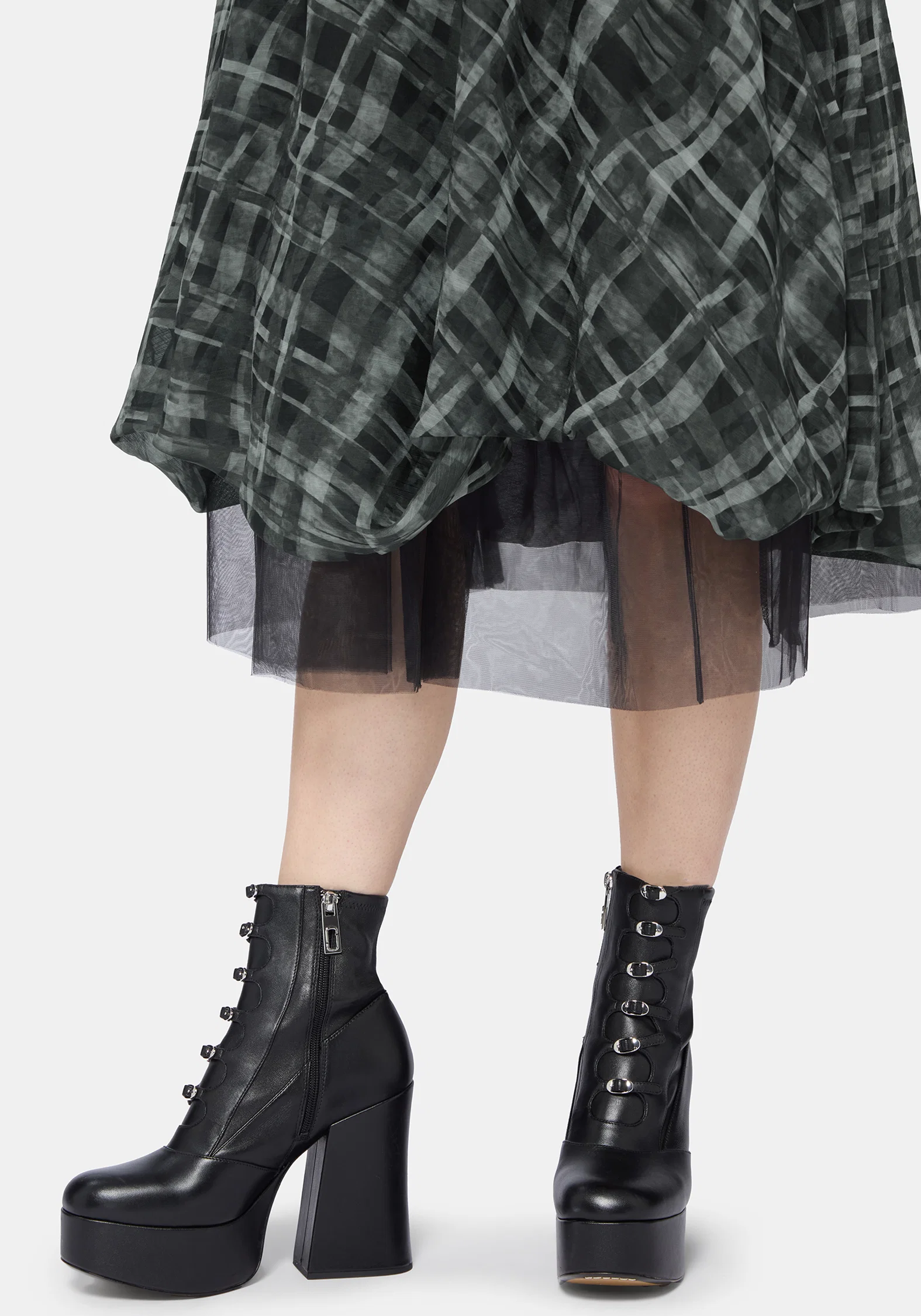 Rhoswen Double Layered Check Hitched Skirt - Image 2