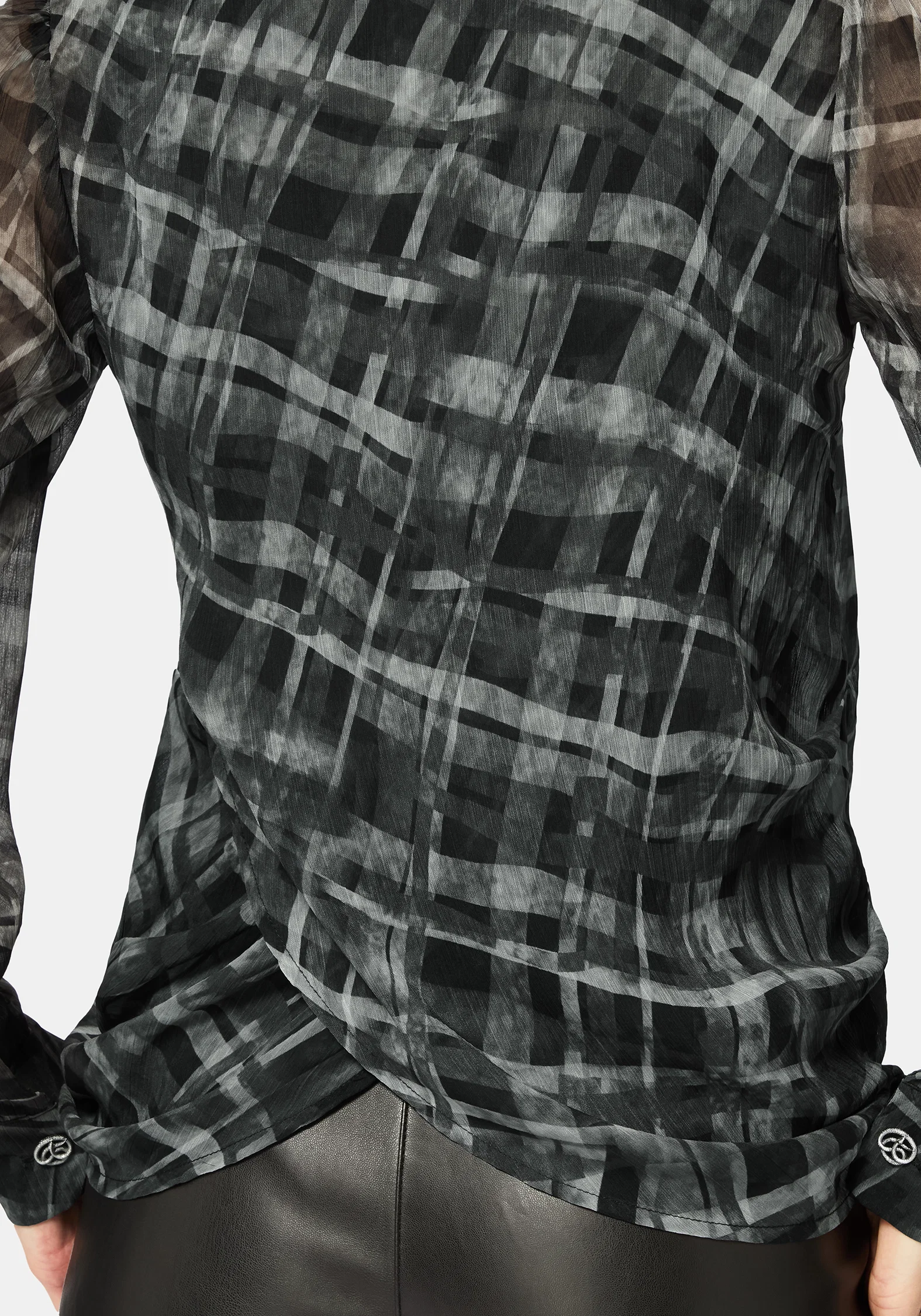 Rhoswen Snake Check Cross Over Long Sleeved Shirt - Image 2