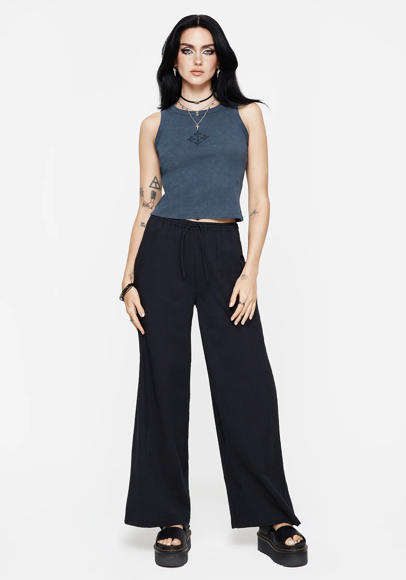 Rian Seersucker Straight Leg Trousers - Image 6
