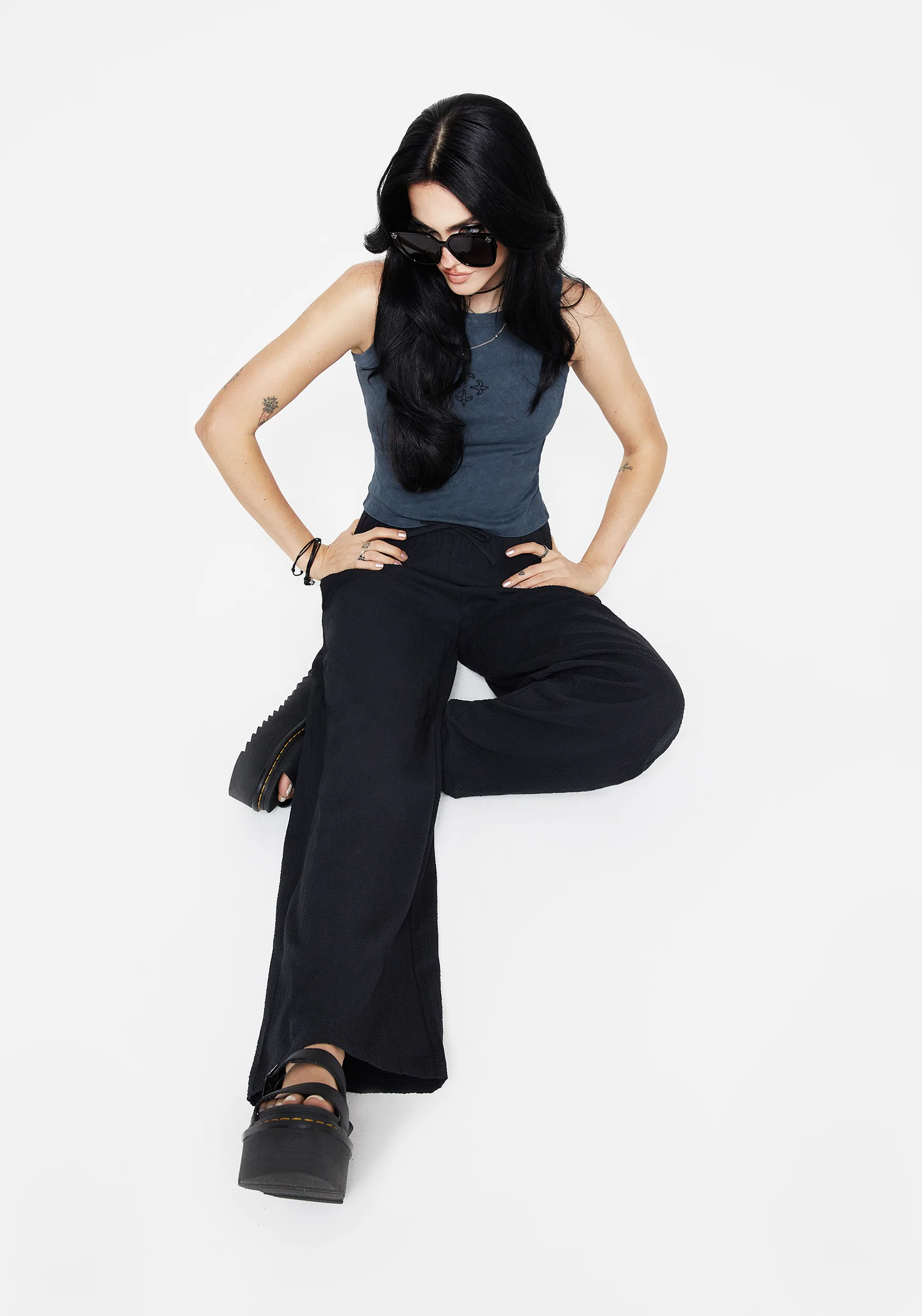 Rian Seersucker Straight Leg Trousers - Image 7