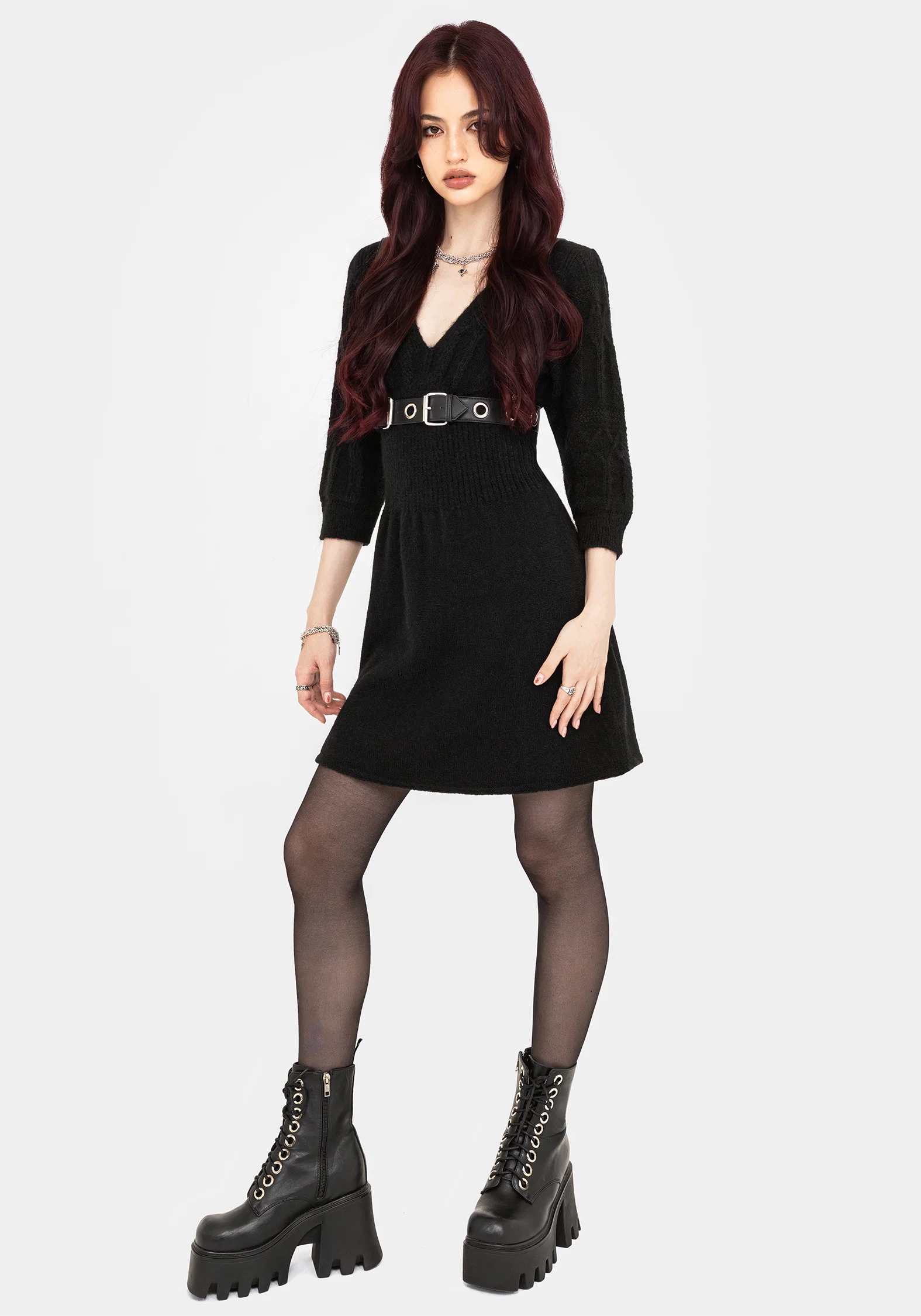 Ritual Gothic Architecture Cable Knit Mini Dress - Image 4