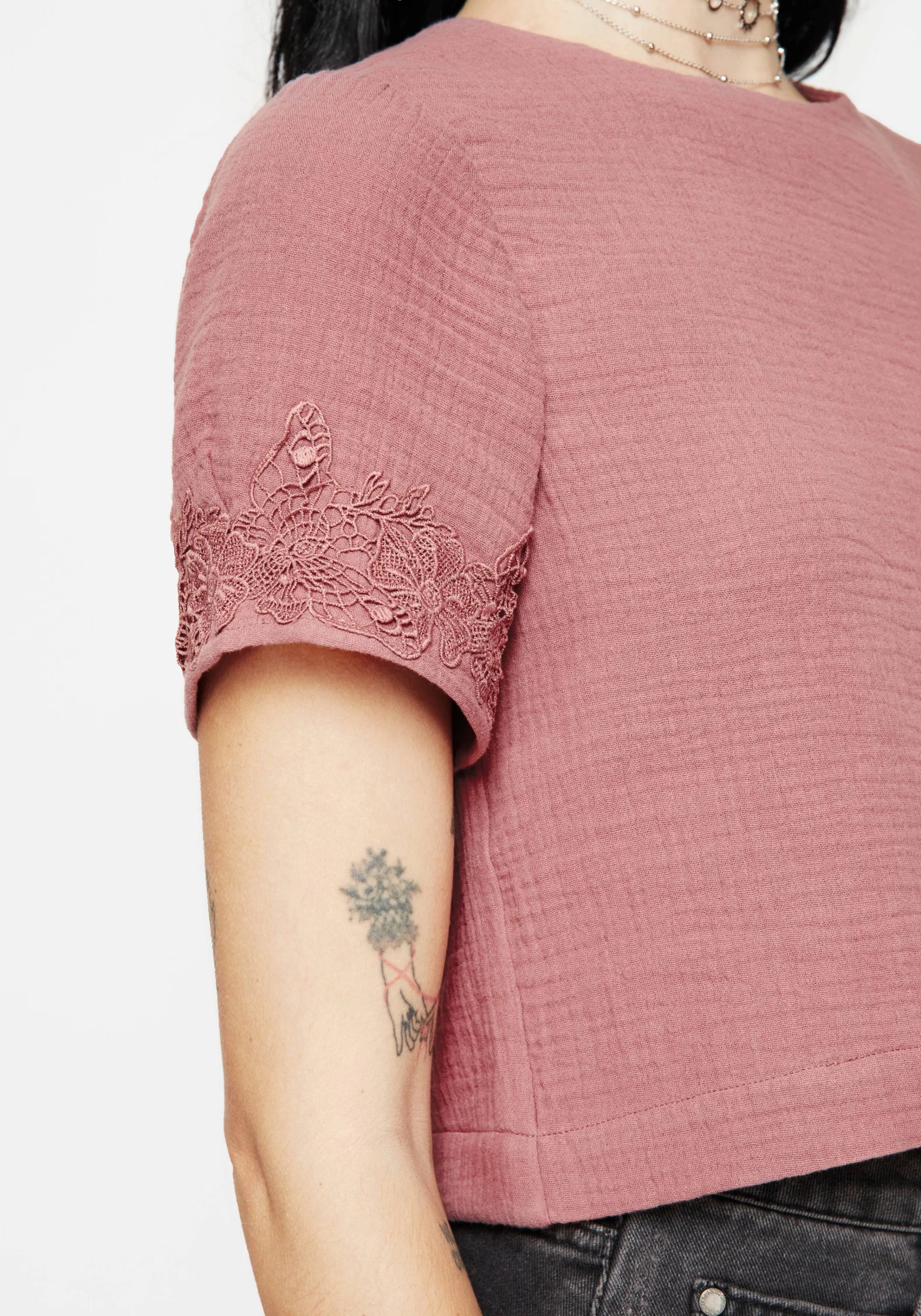 Rosamoth Applique Trim Cotton Short Sleeve Top - Image 2