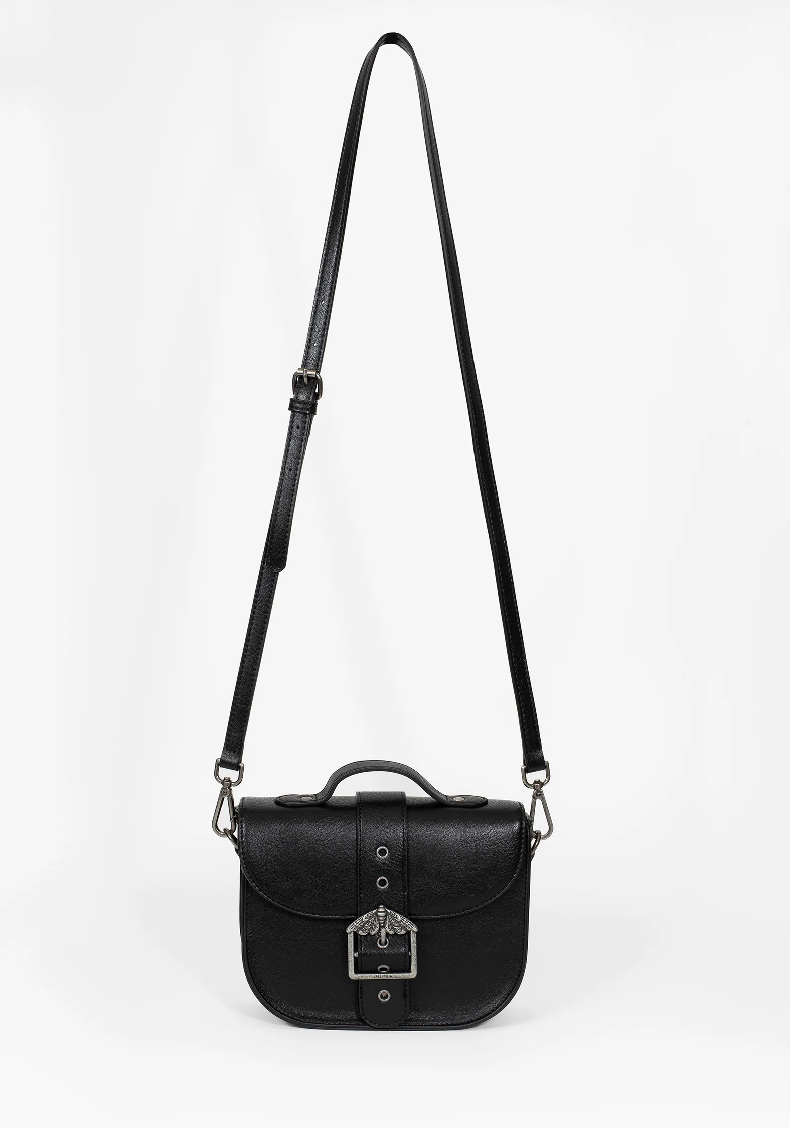 Rosamoth Buckle Crossbody Satchel Bag - Black - Image 8
