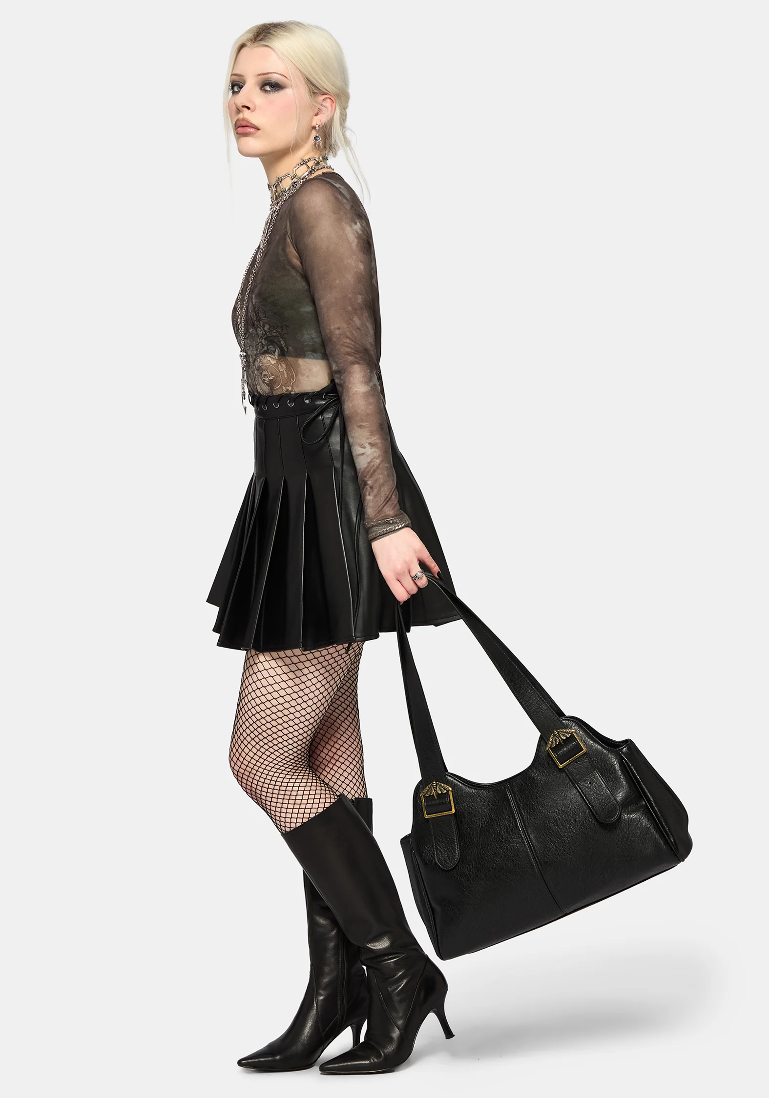Rosamoth Buckle Shoulder Bag - Black - Image 8