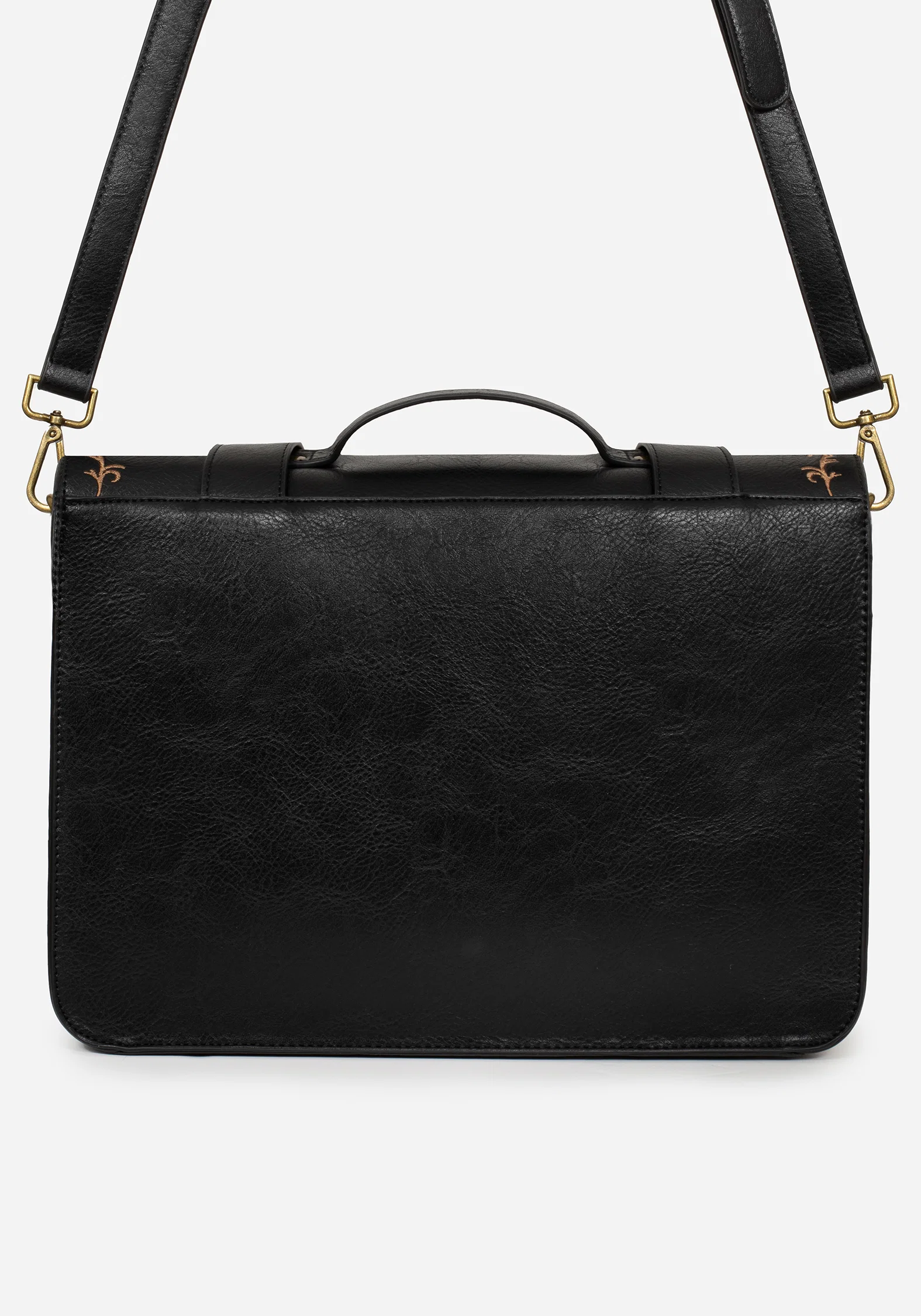 Rosamoth Buckle Vine Embroidered Satchel Bag - Black - Image 4