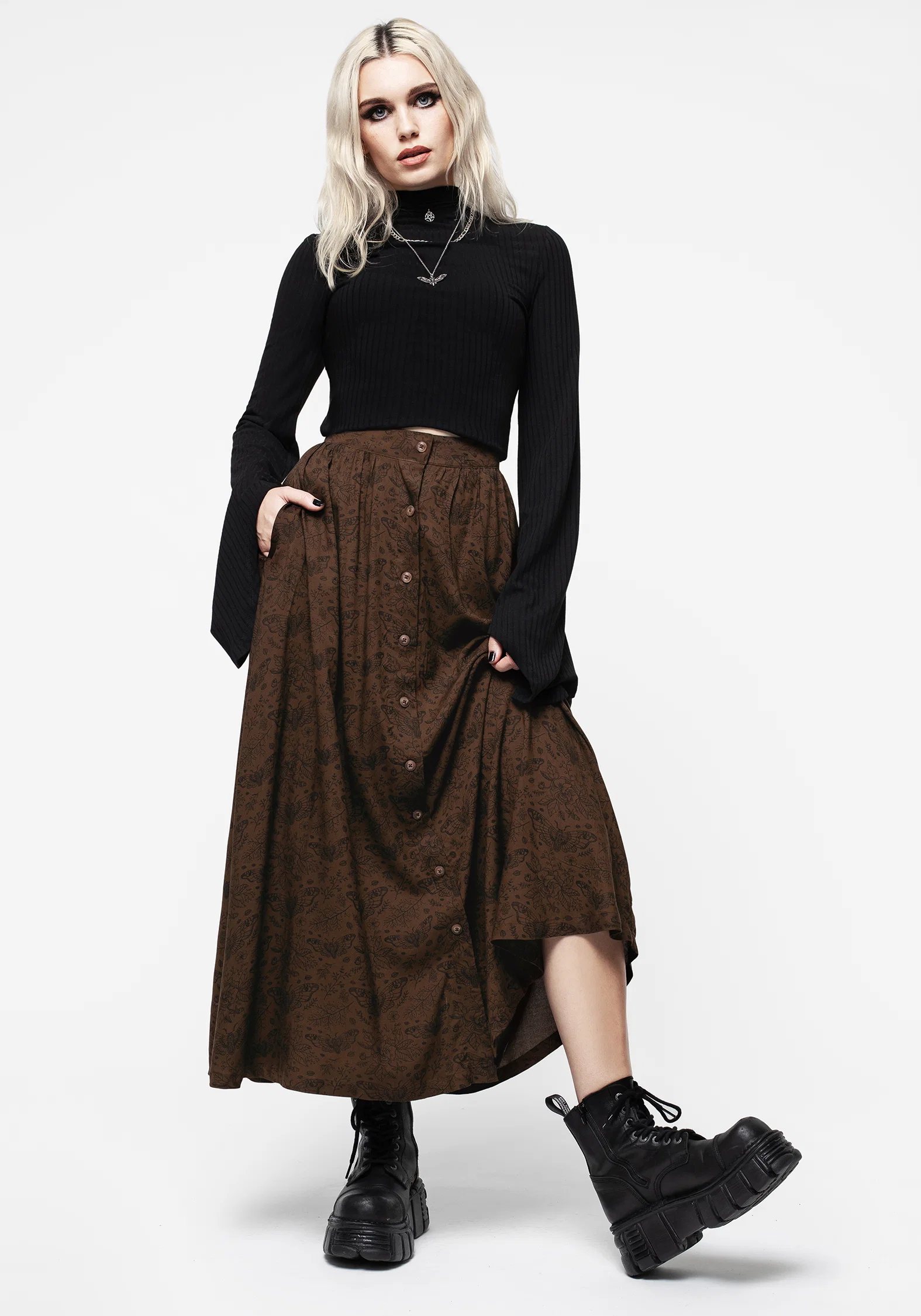 Rosamoth Button Up Midi Skirt - Image 4