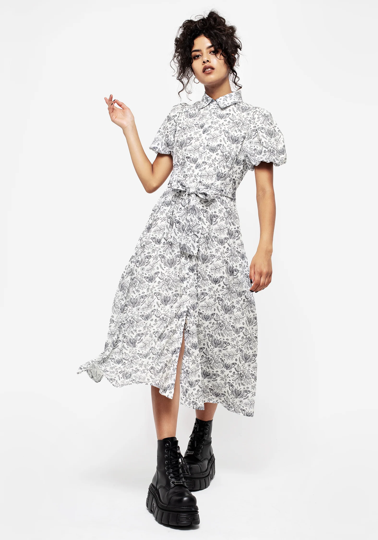 Rosamoth Chiffon Midi Shirt Dress - White - Image 5