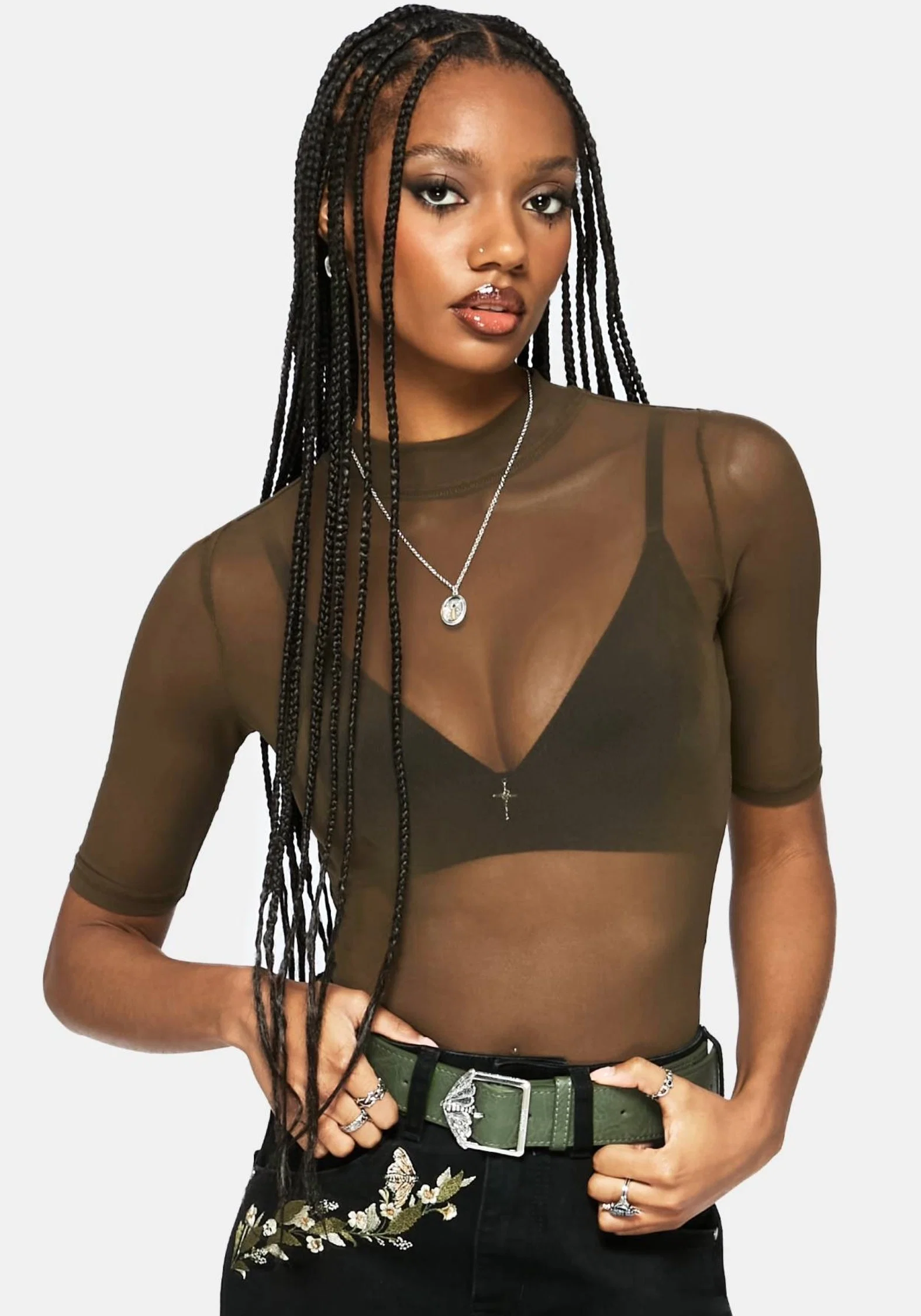 Rosamoth Debossed Buckle Belt - Green - Image 6