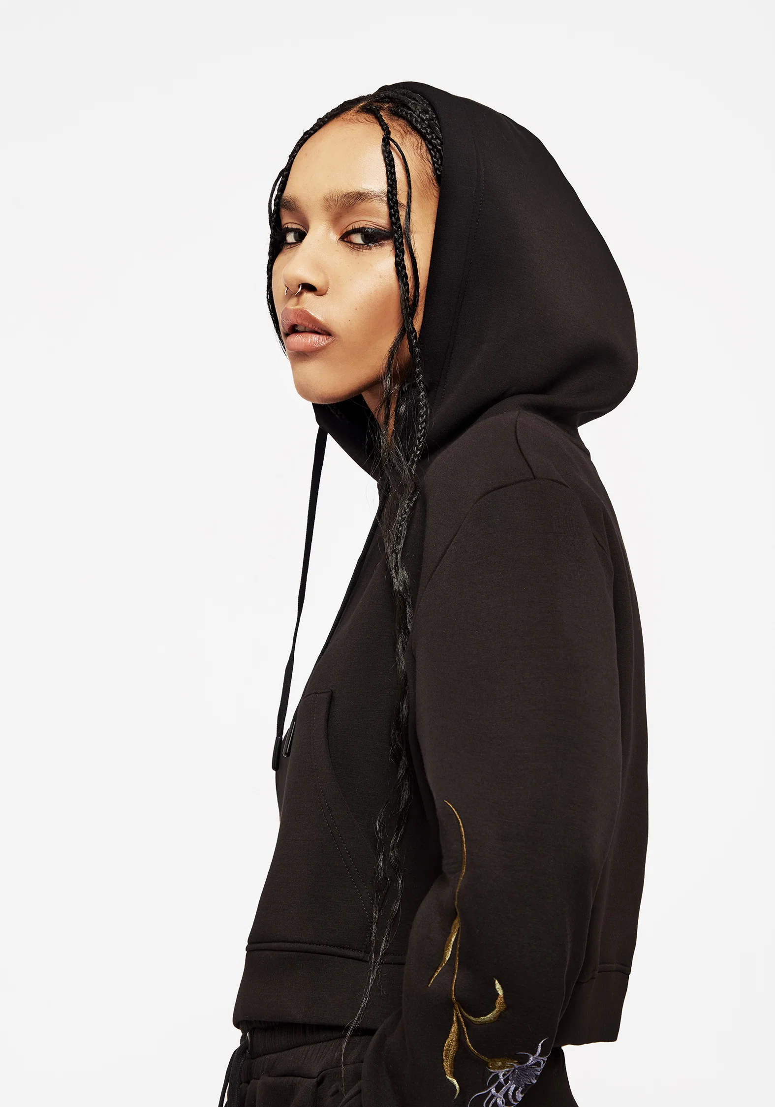 Rosanella Floral Embroidered Crop Hoody - Image 2