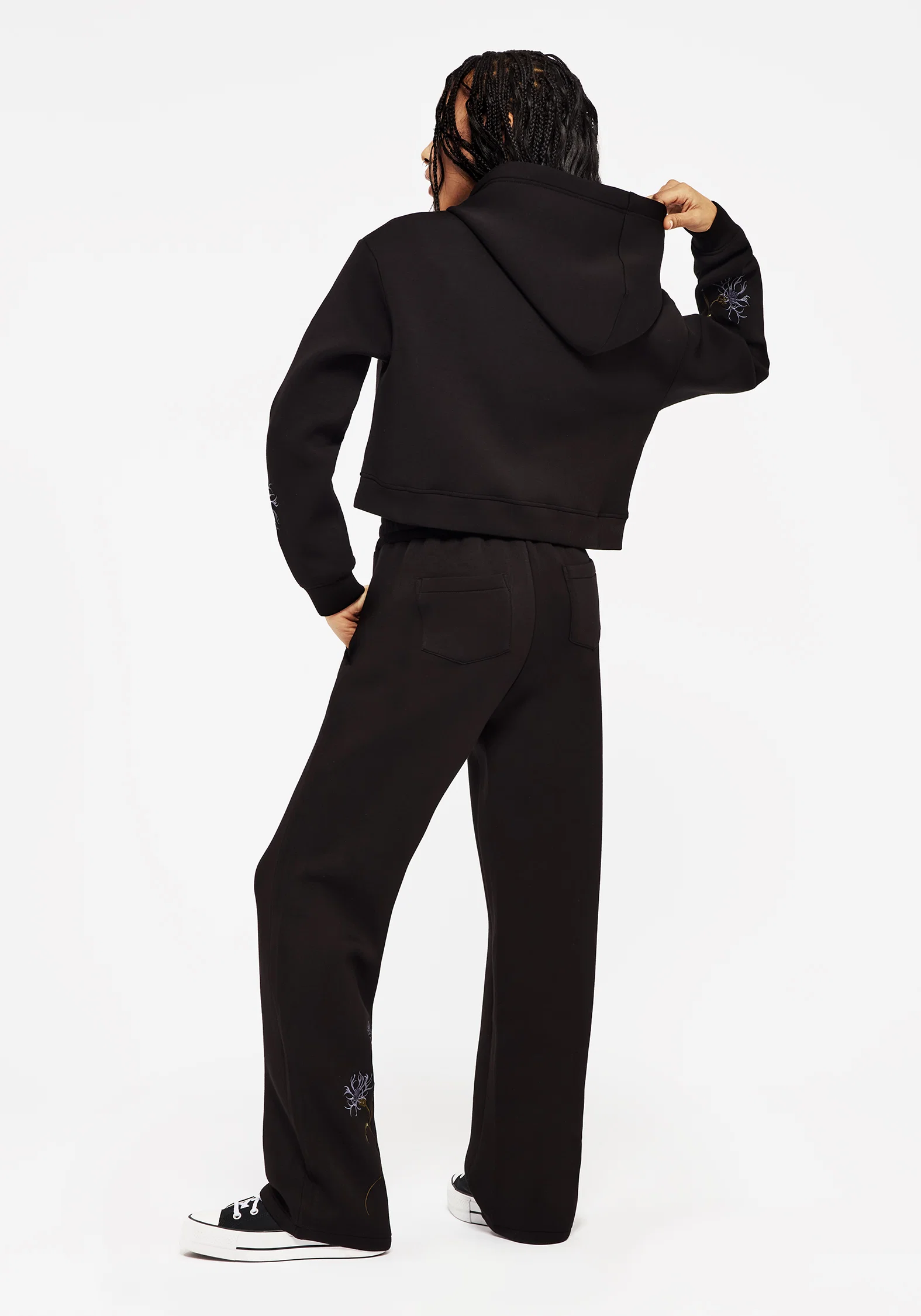 Rosanella Floral Embroidered Crop Hoody - Image 3
