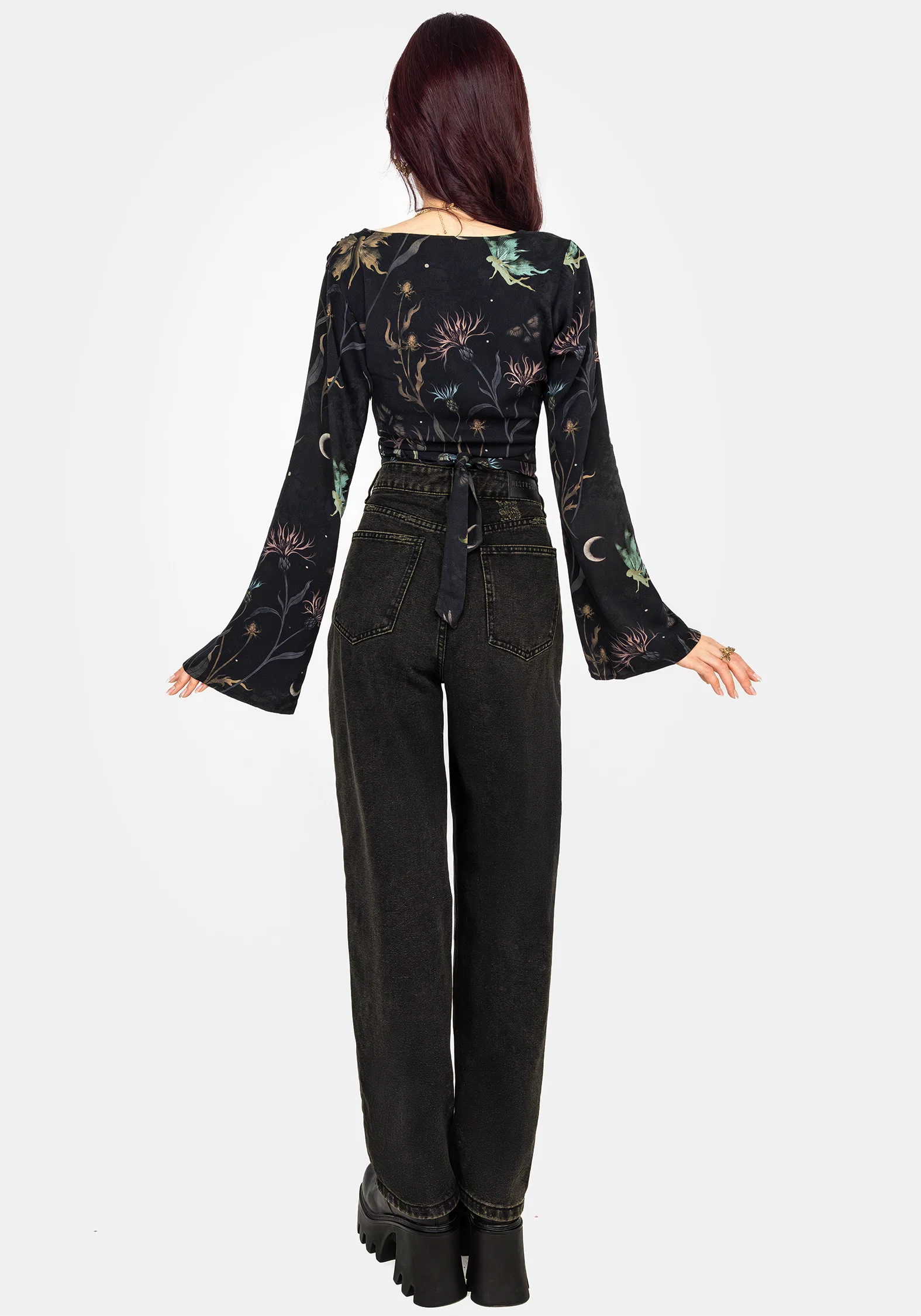 Rosanella Floral Print Flare Sleeve Wrap Top - Image 3