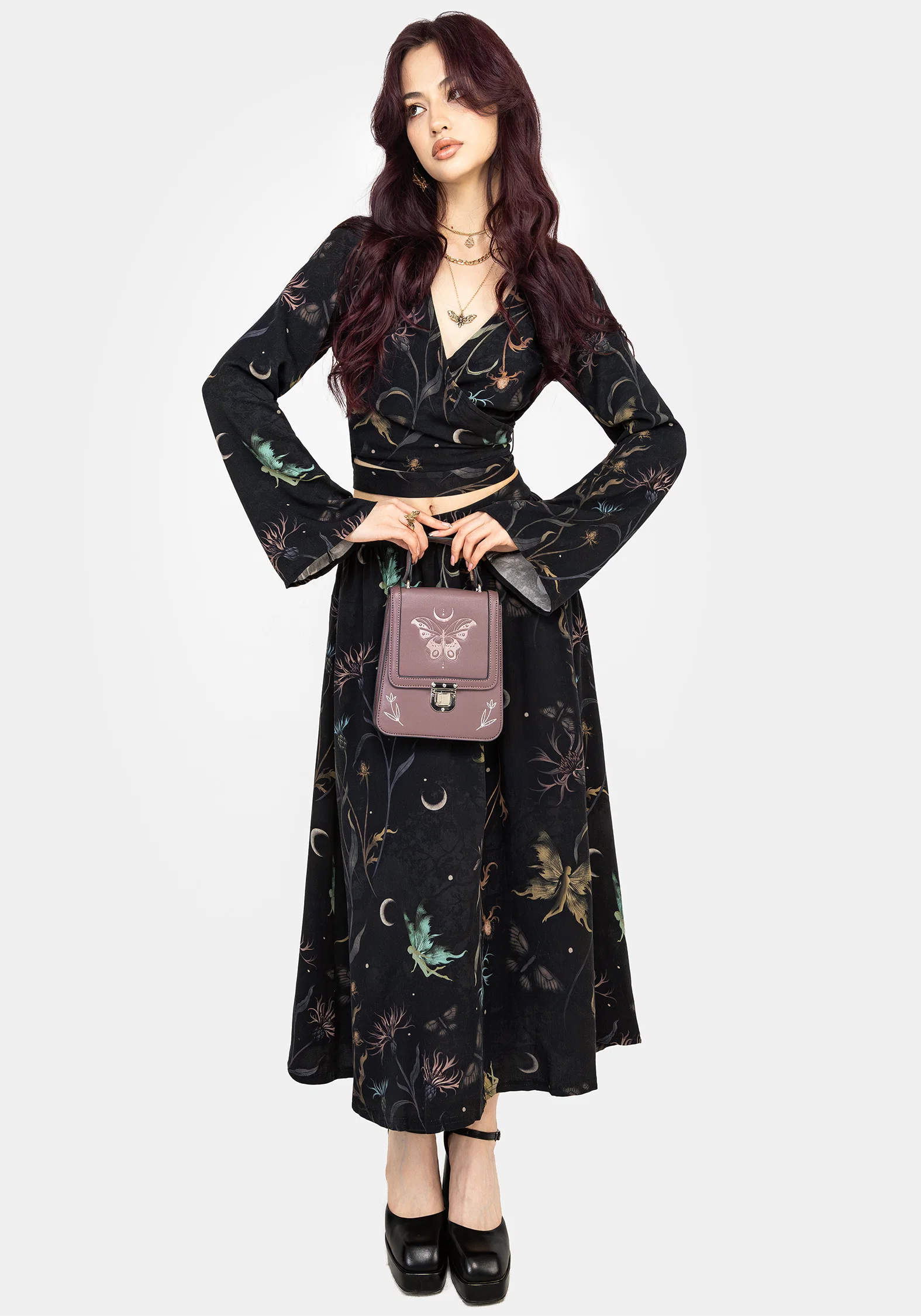 Rosanella Floral Print Flare Sleeve Wrap Top - Image 6