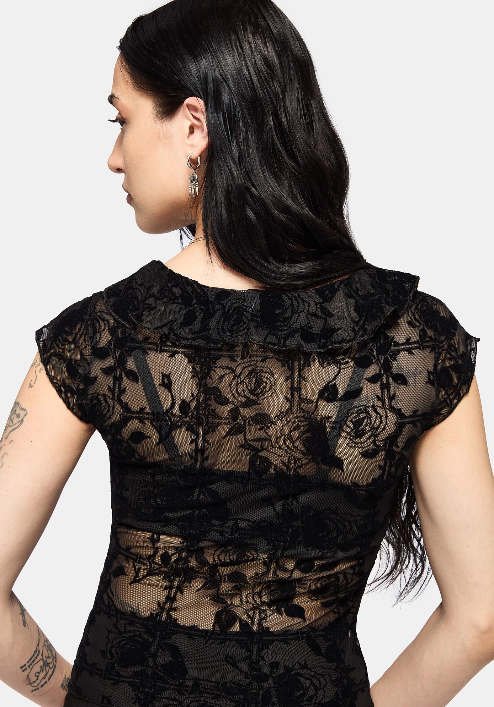 Rose Riot Flock Mesh Blouse - Image 3