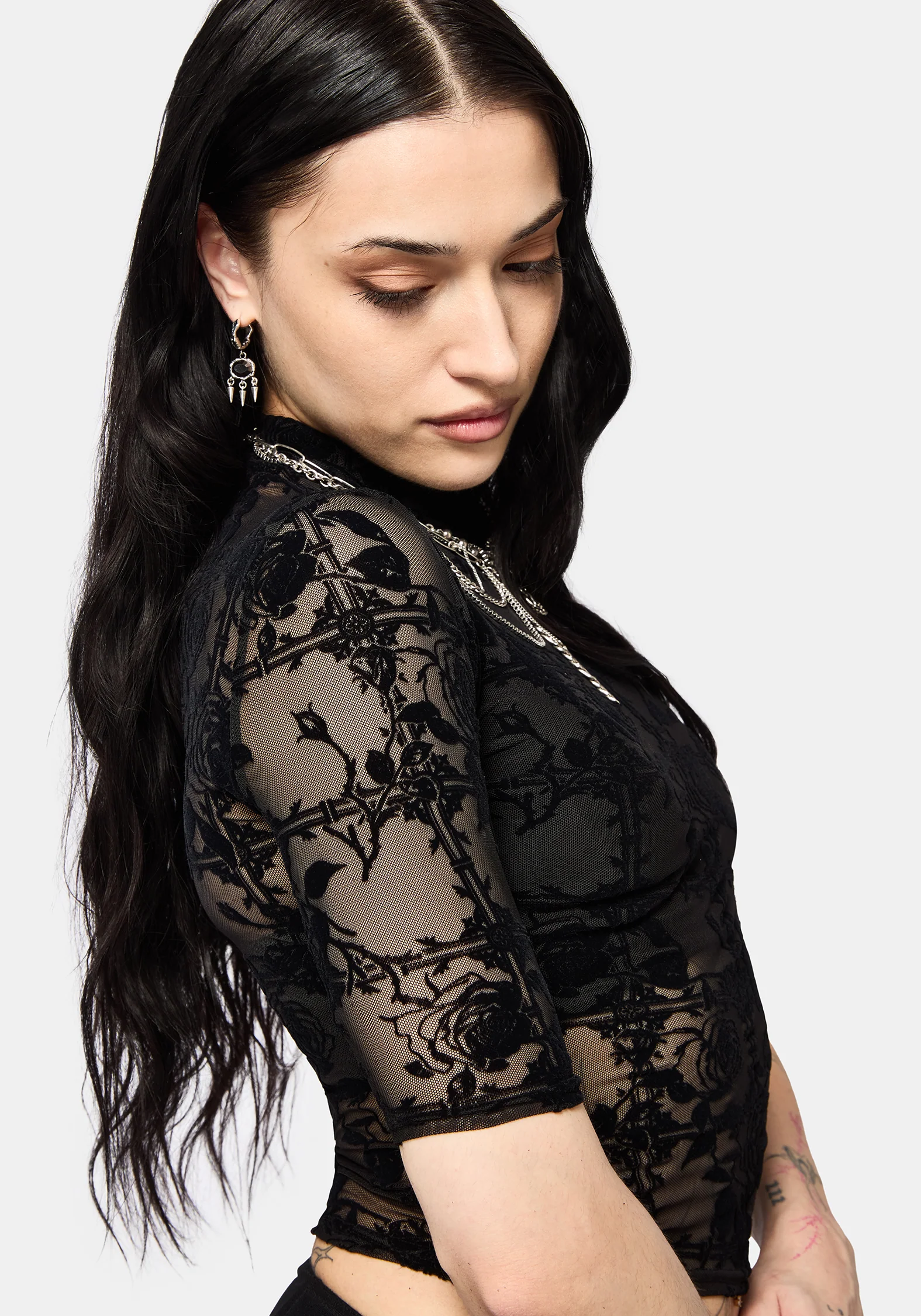 Rose Riot Flock Mesh Top - Image 2