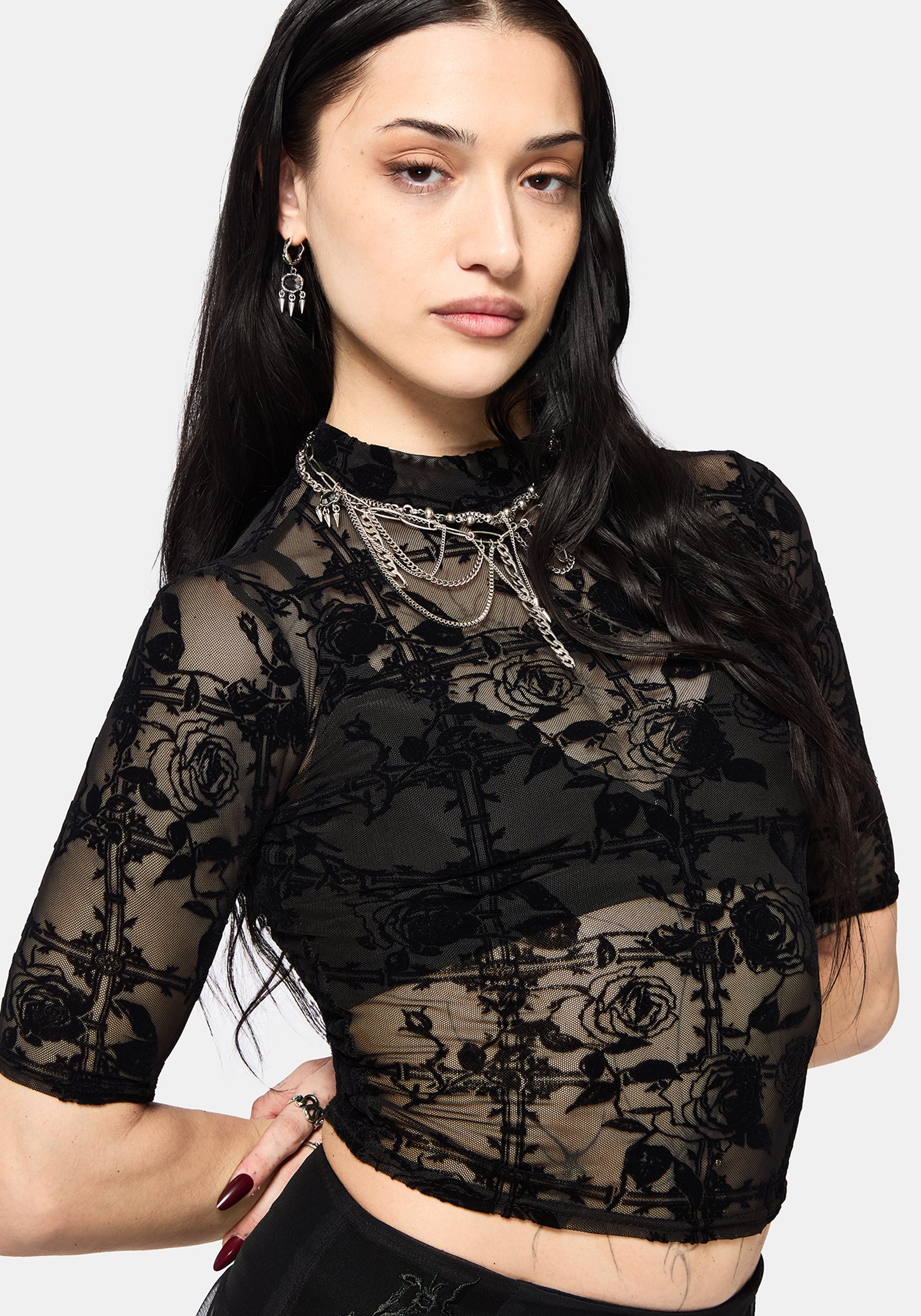 Rose Riot Flock Mesh Top - Image 3