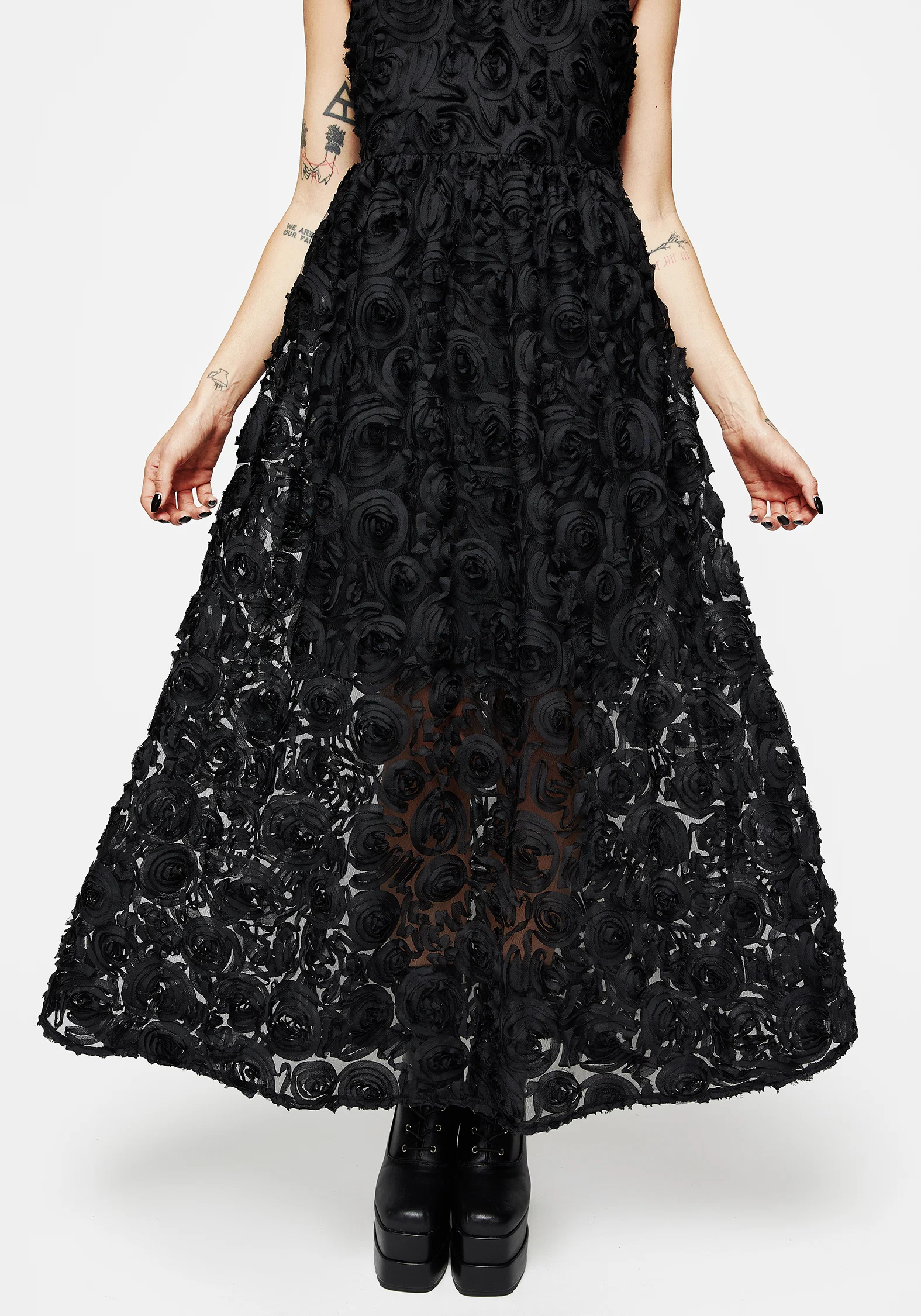 Rosehip Textured Mesh Midi Dress - Image 2