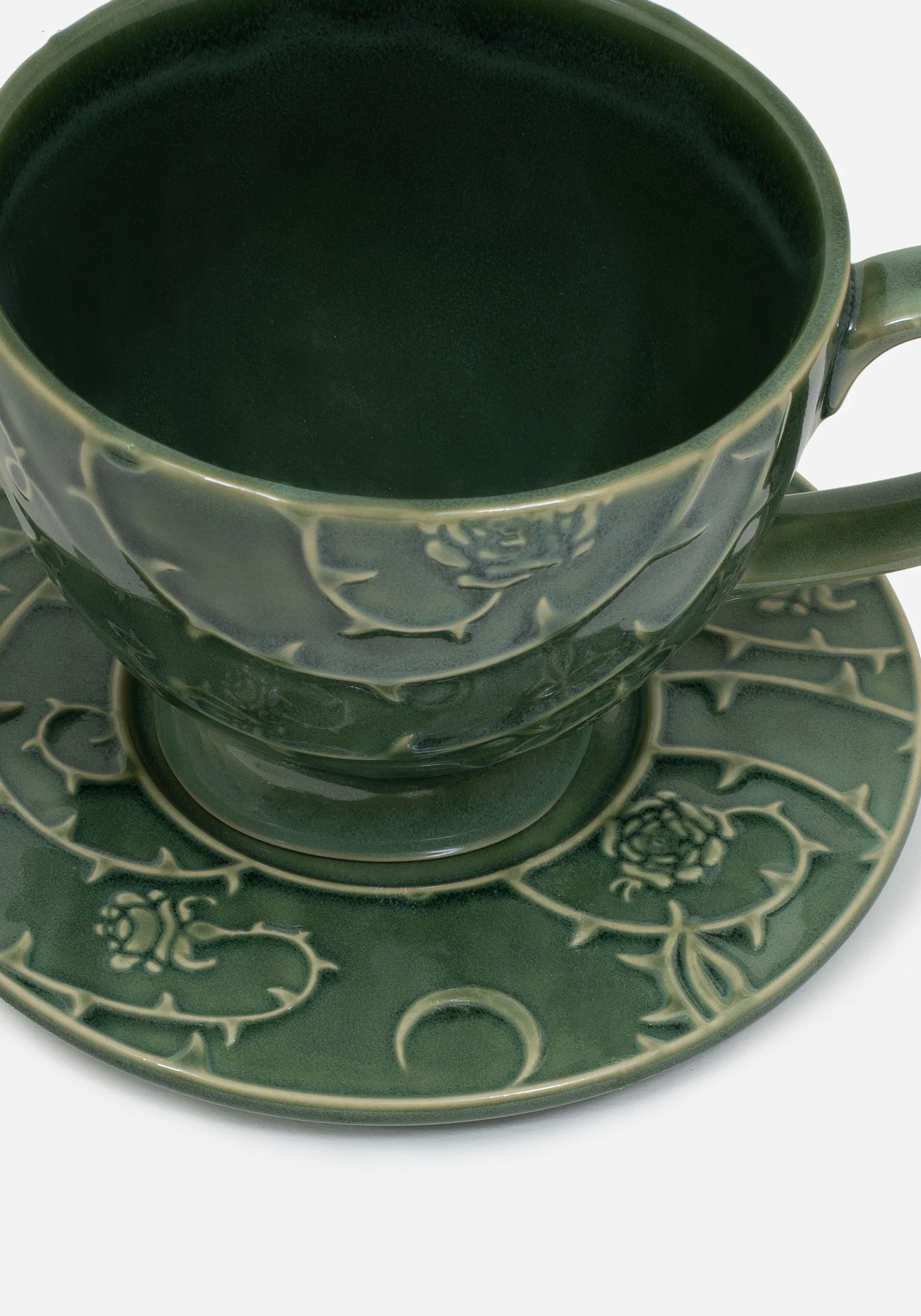 Rosethorn Floral Embossed Cup and Saucer Set - Image 6