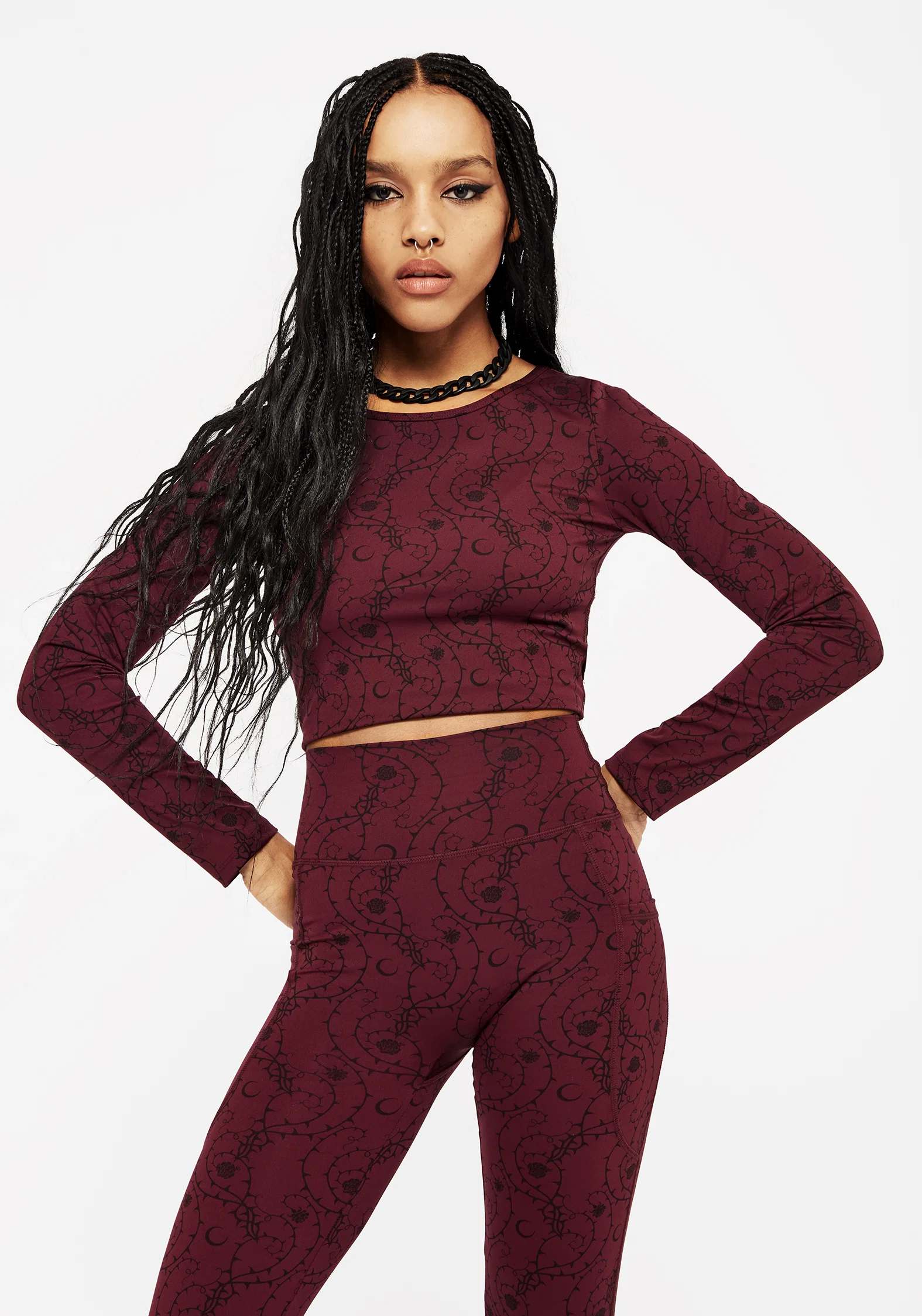Rosethorn Floral Print Athleisure Sports Crop Top - Image 7