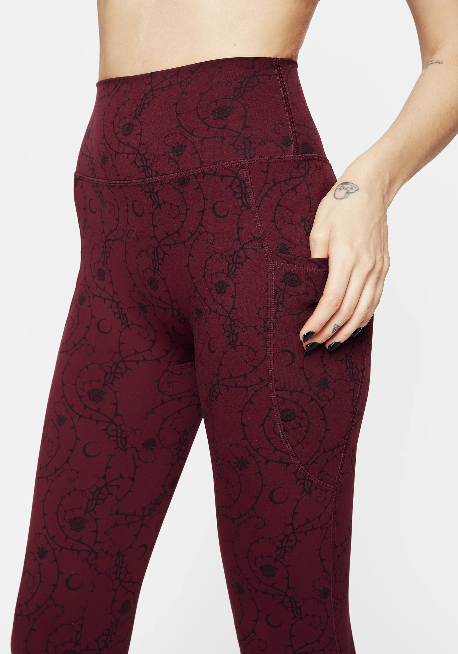 Rosethorn Floral Print Athleisure Sports Leggings - Image 2