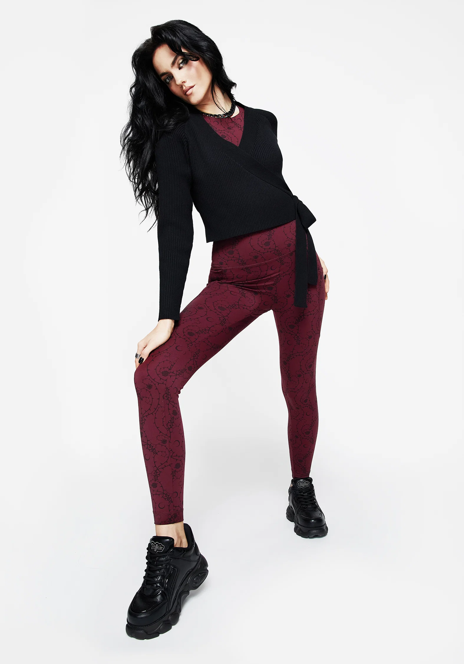 Rosethorn Floral Print Athleisure Sports Leggings - Image 4