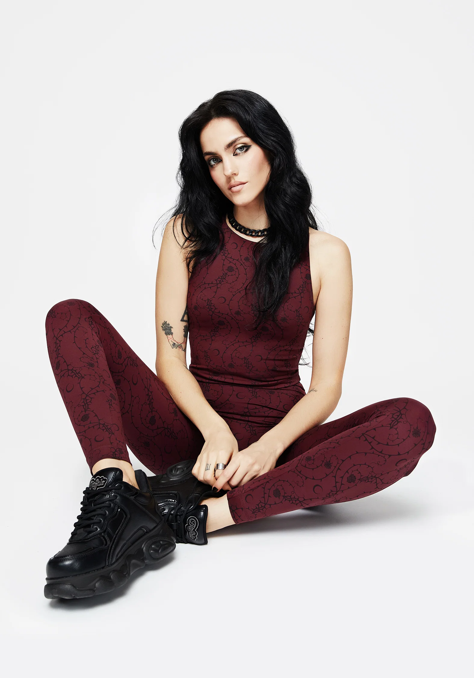 Rosethorn Floral Print Athleisure Sports Leggings - Image 5