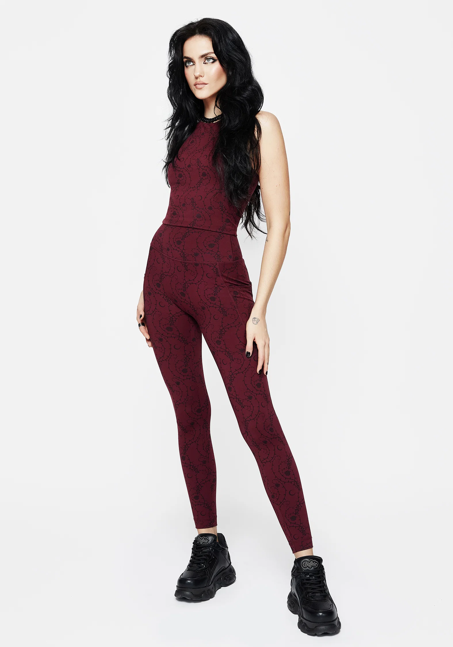 Rosethorn Floral Print Athleisure Sports Leggings - Image 6